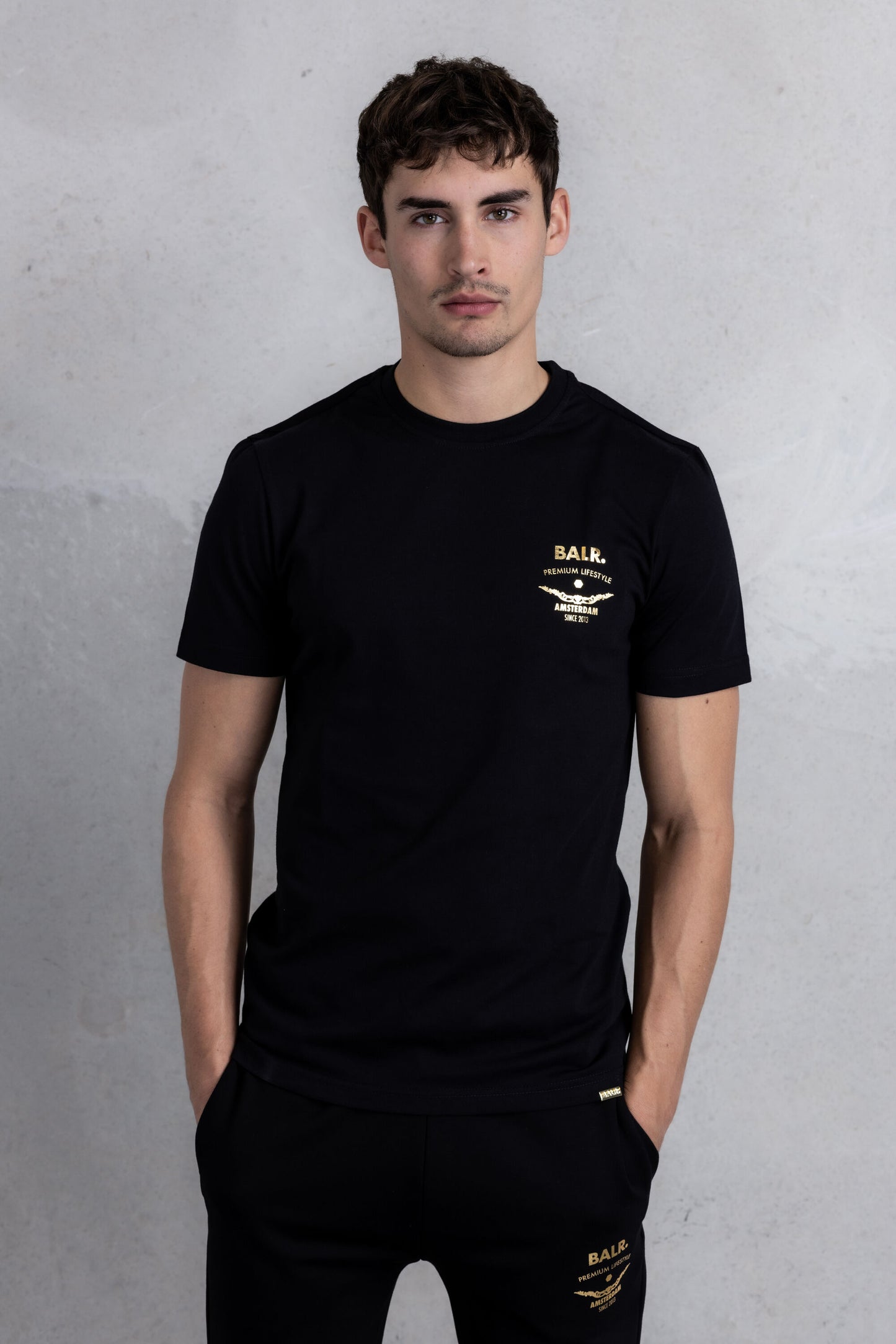 Sebastian Slim Gold Emblem T-Shirt Jet Black