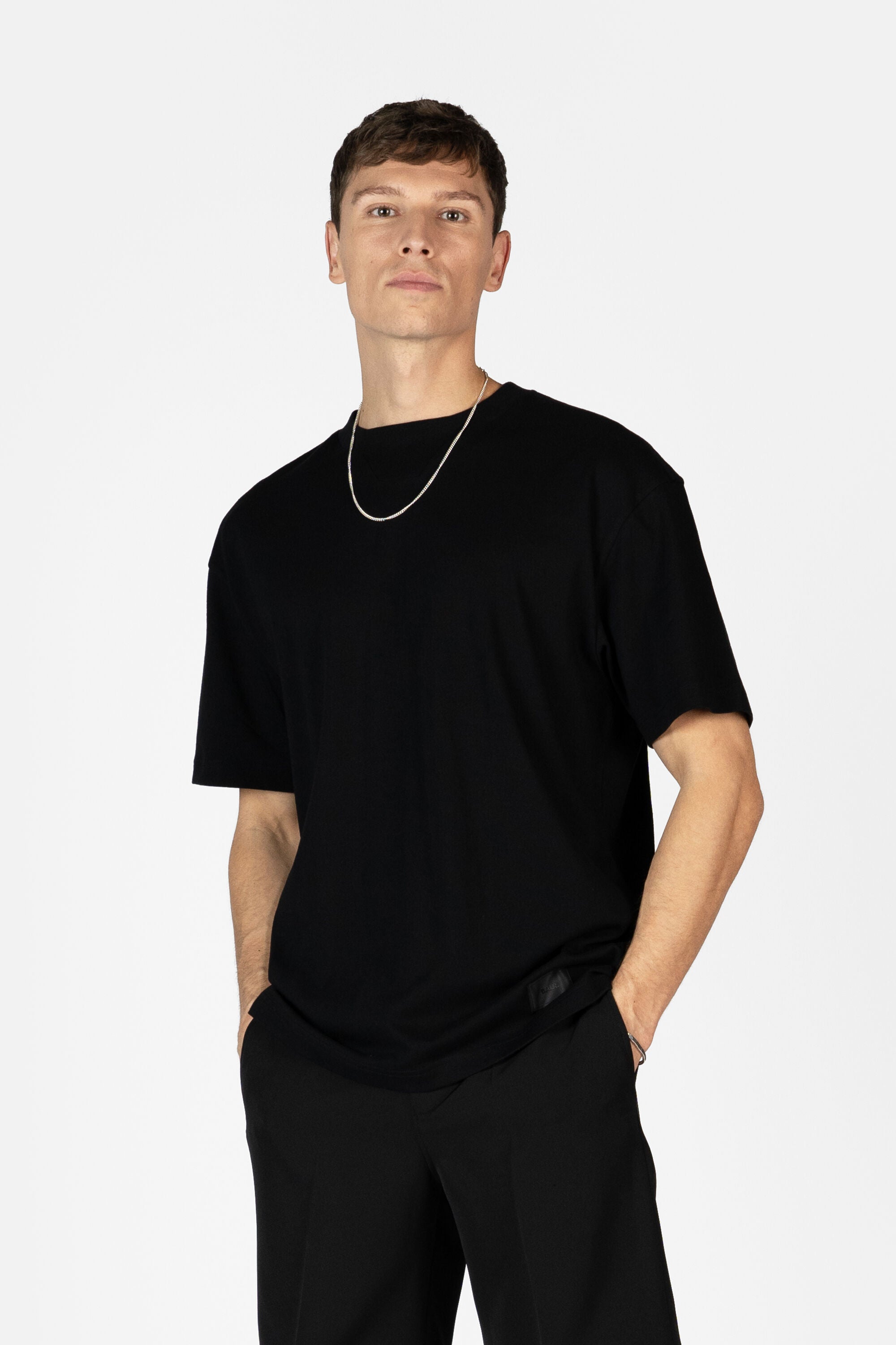 BALRXI Box Fit Silk Blend T-Shirt Jet Black