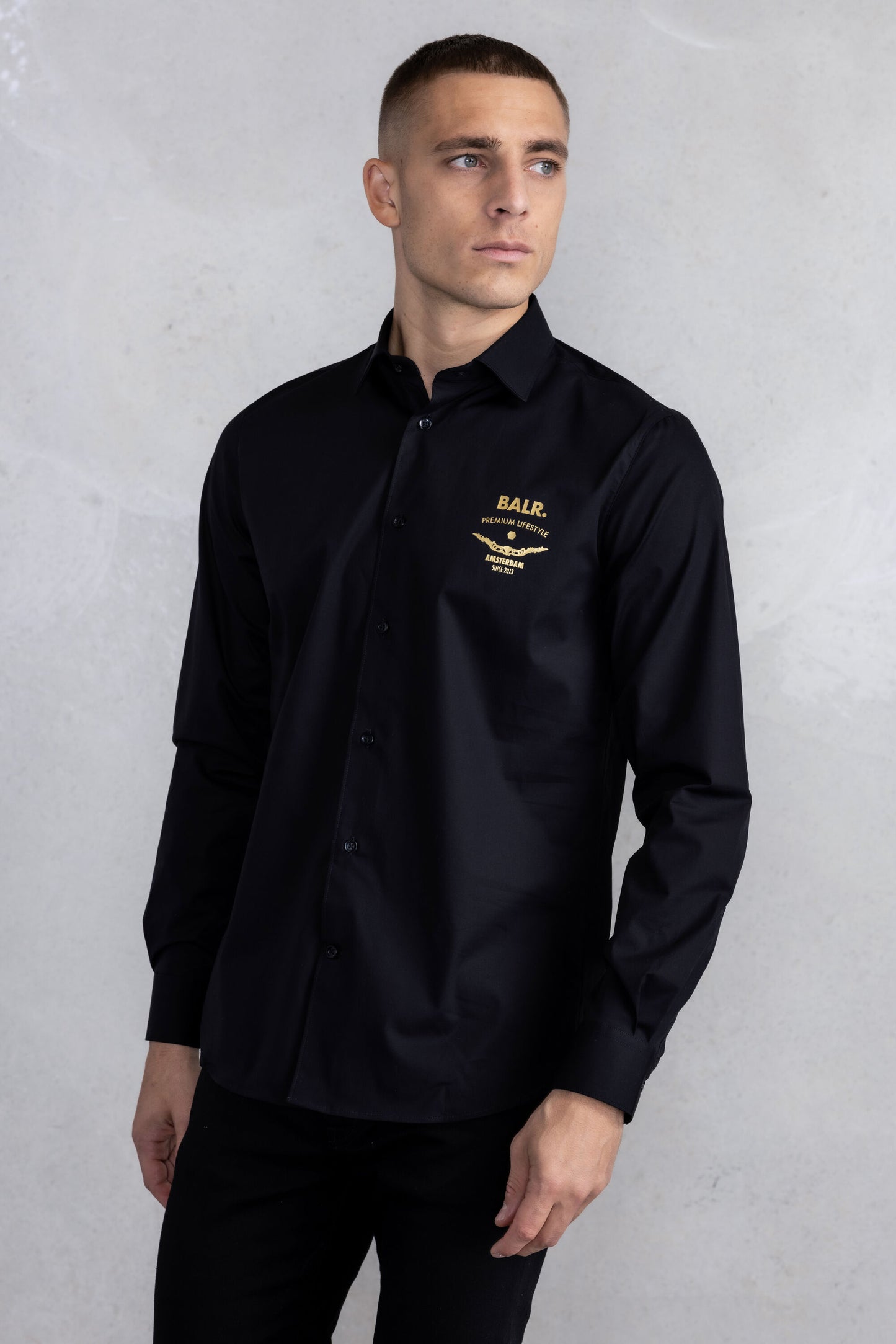Phillipe Slim Emblem Shirt Jet Black