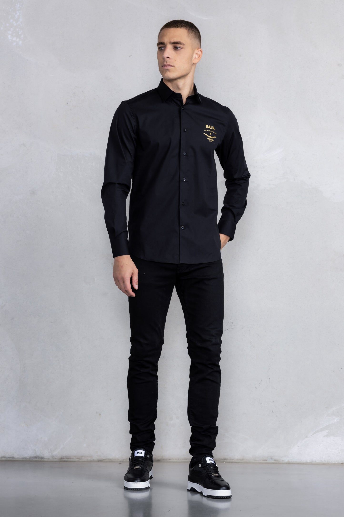 Phillipe Slim Emblem Shirt Jet Black