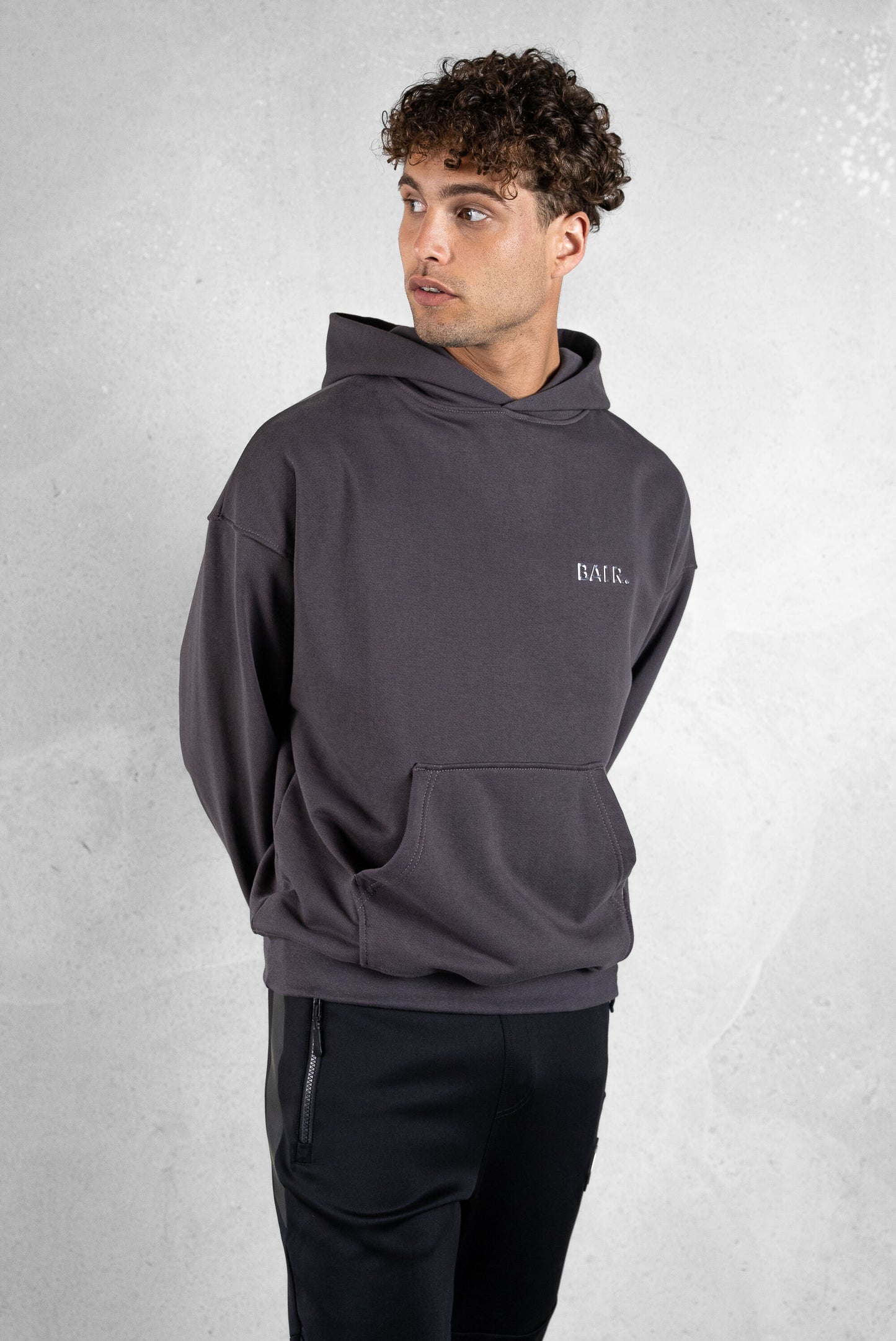 Joey Box Satin Hoodie Asphalt