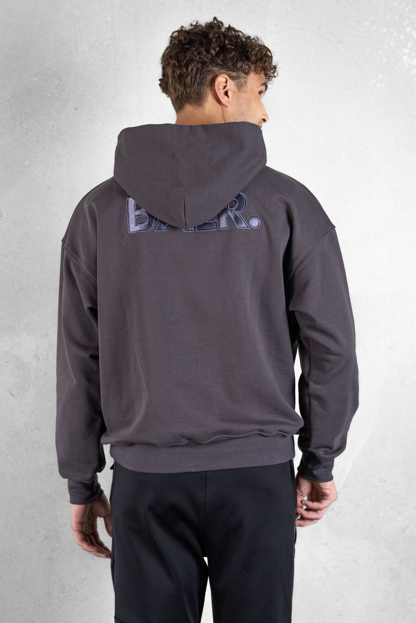 Joey Box Satin Hoodie Asphalt