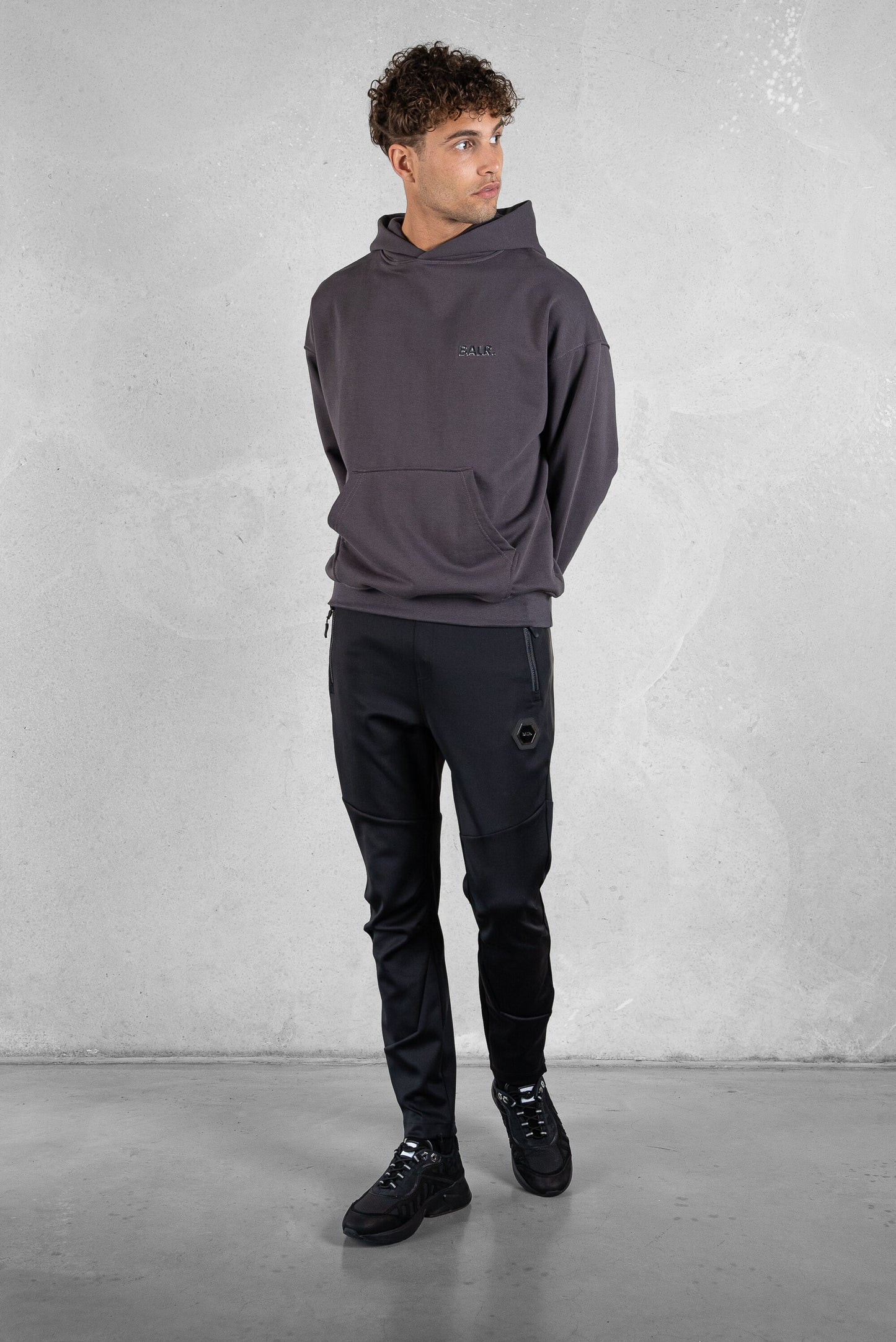 Joey Box Satin Hoodie Asphalt