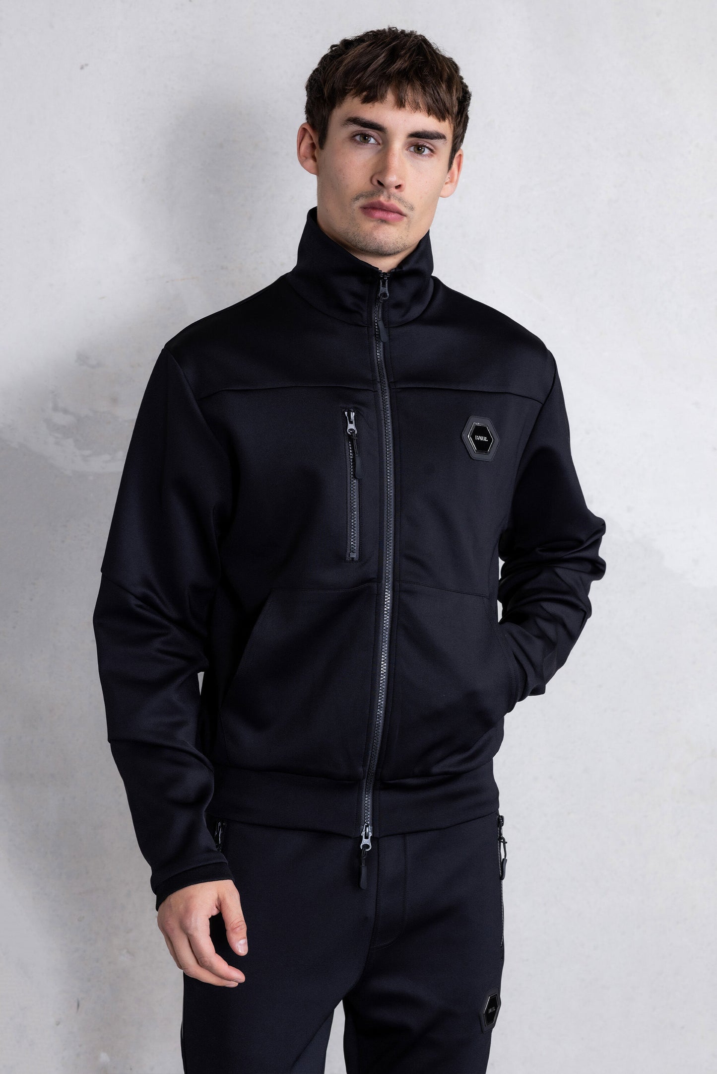 Louis Slim Tech Zip Track Jacket Jet Black