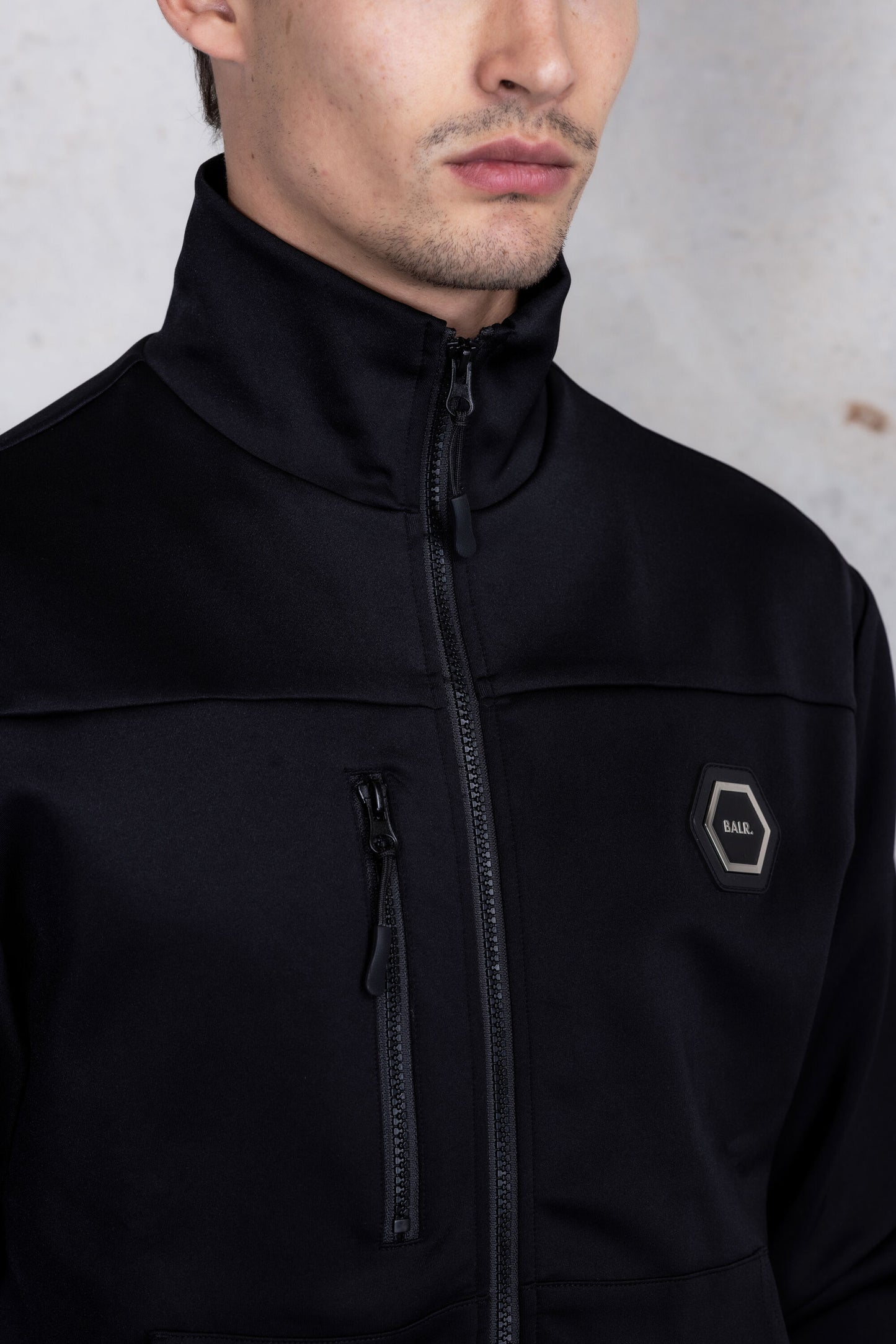 Louis Slim Tech Zip Track Jacket Jet Black