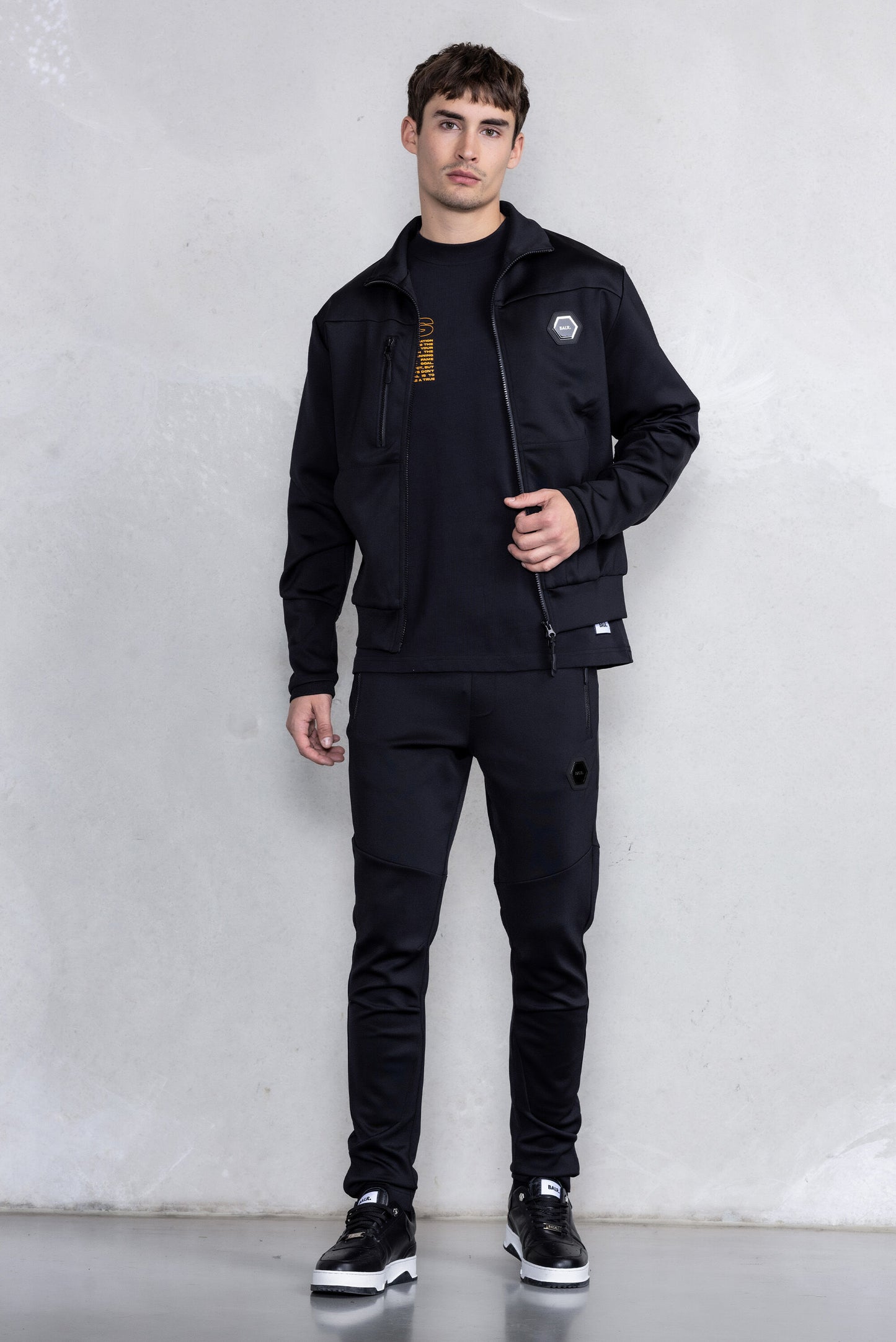 Louis Slim Tech Zip Track Jacket Jet Black