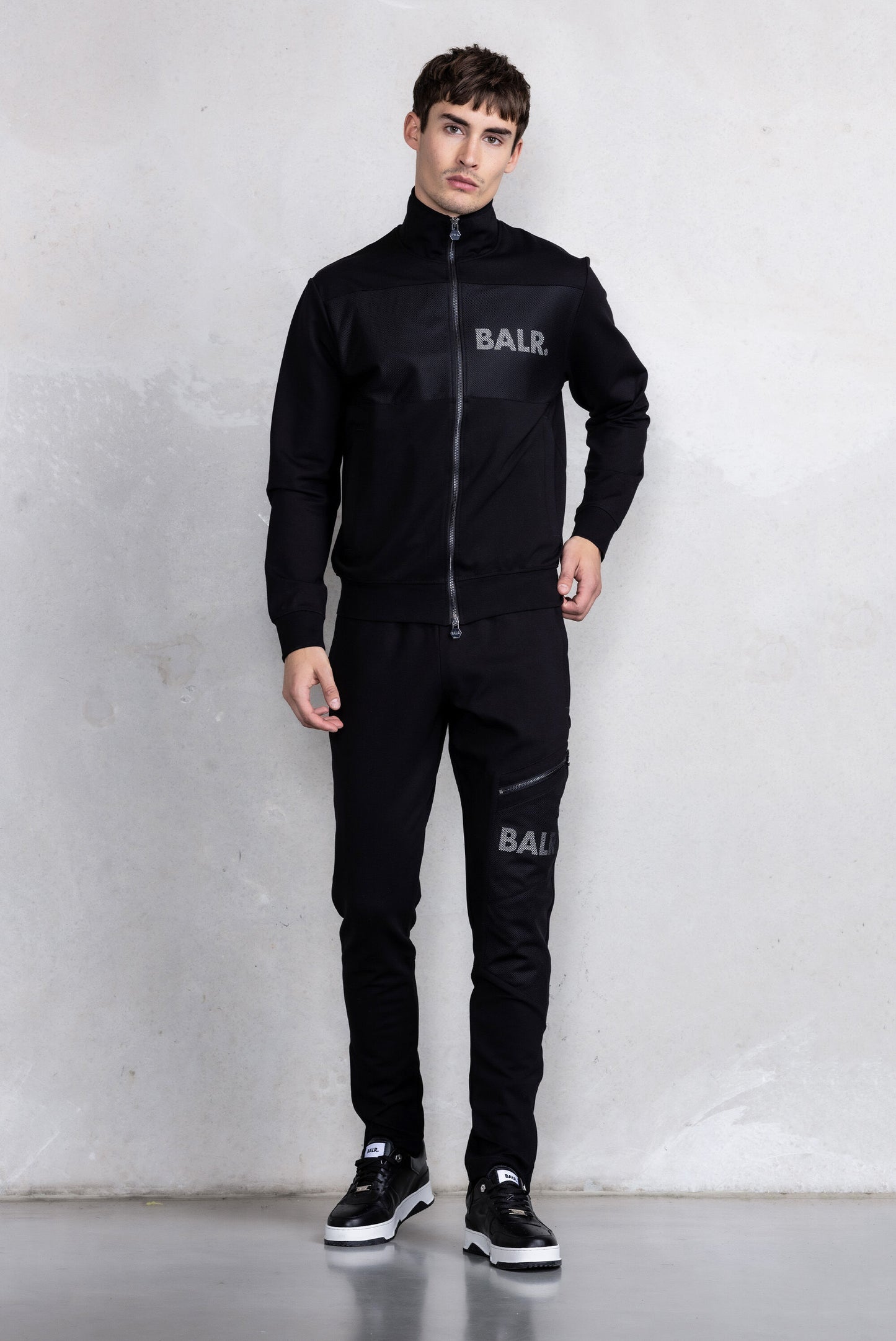 Louis Slim Mesh Track Jacket Jet Black