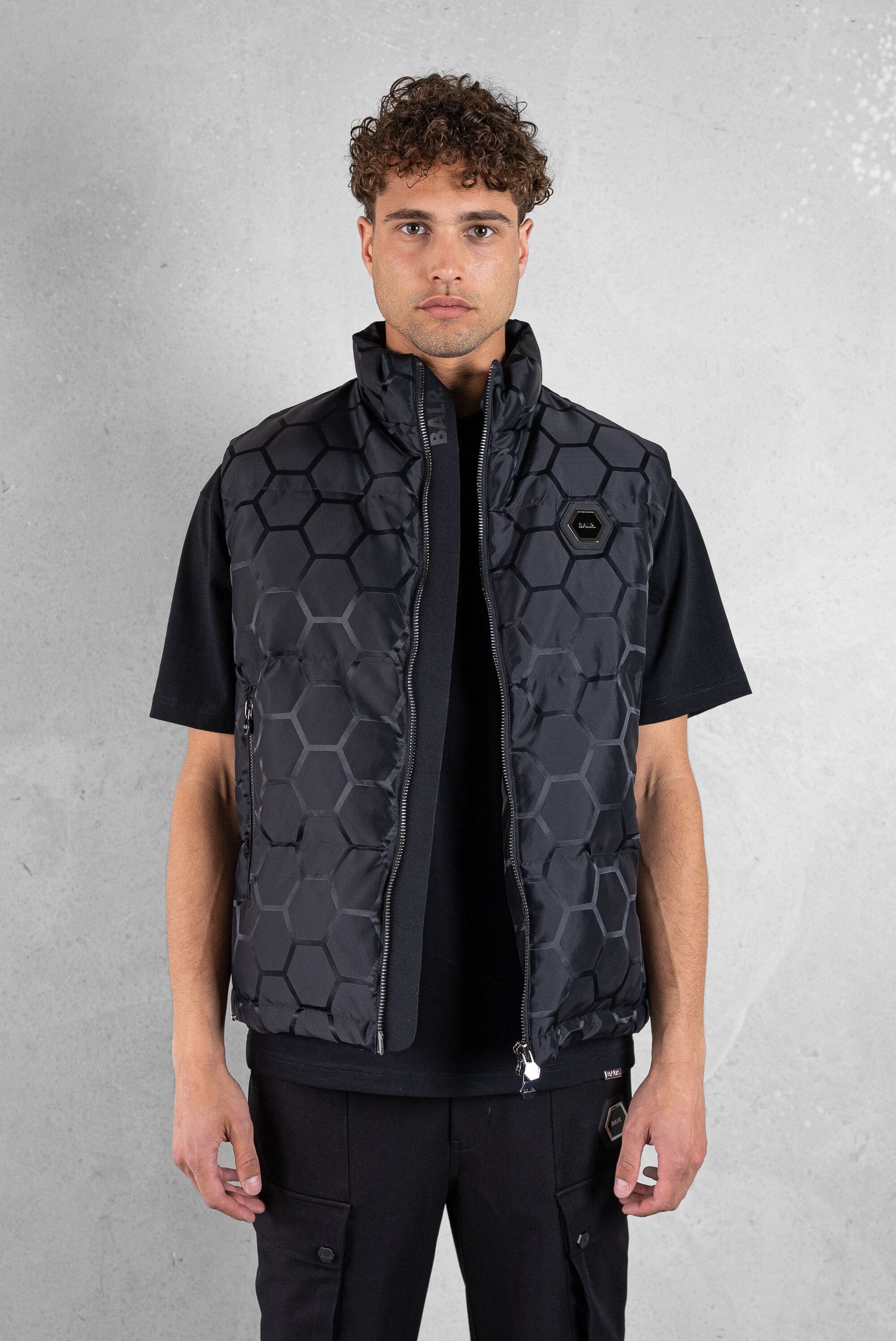 Miles Straight Jacquard Bodywarmer Jet Zwart