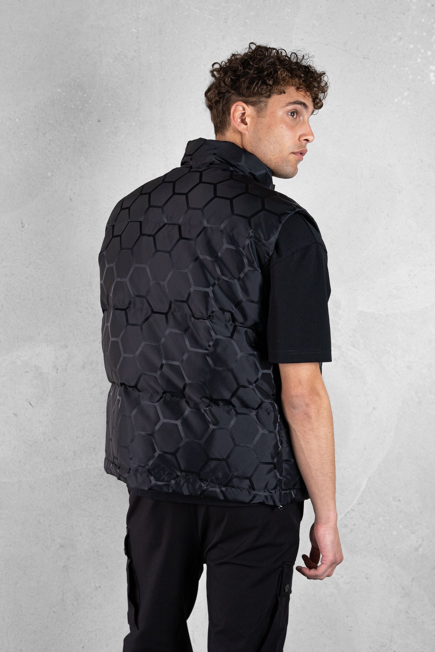 Miles Straight Jacquard Bodywarmer Jet Zwart