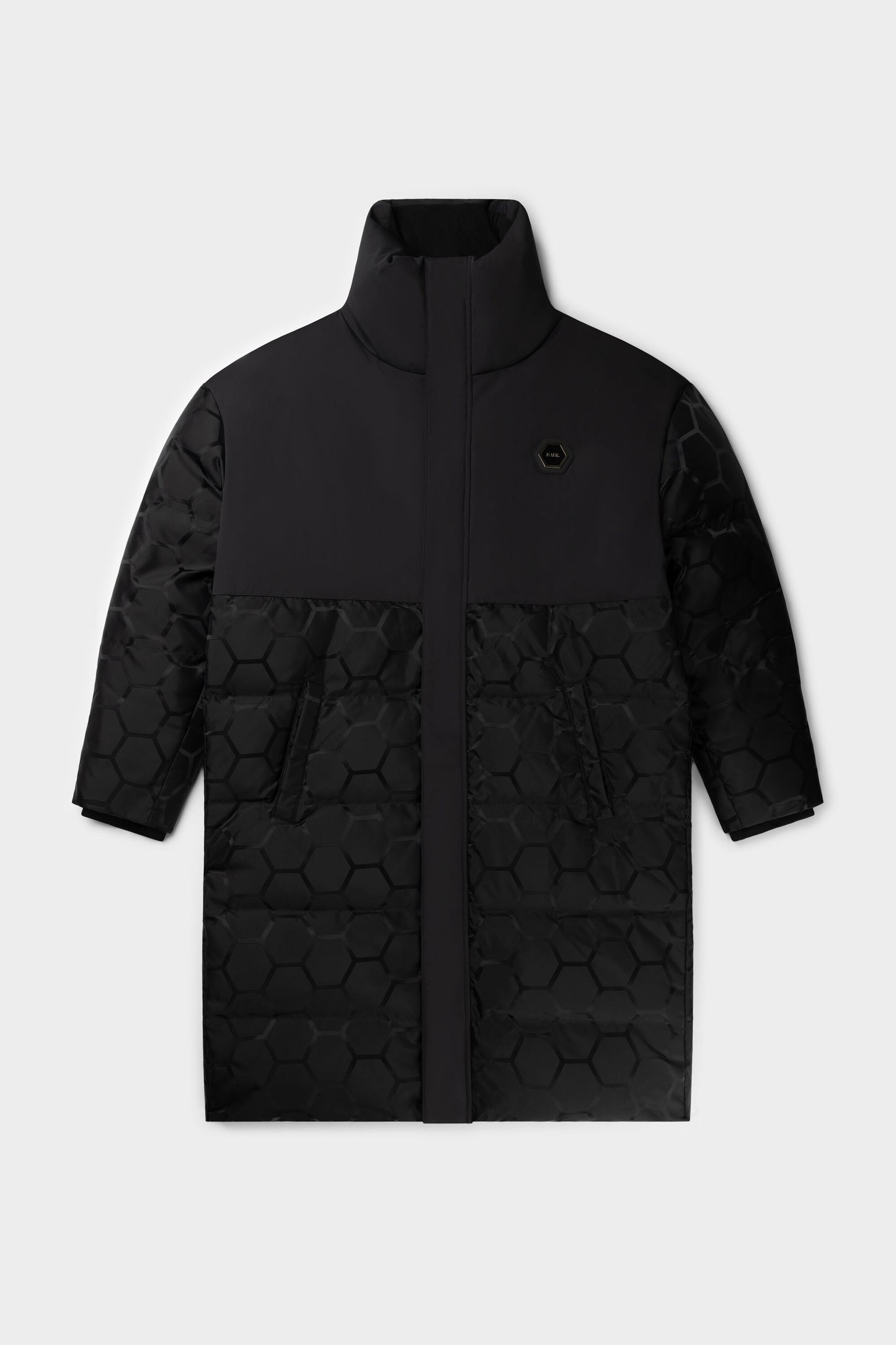 Dante Jacquard Long Puffer Jet Black