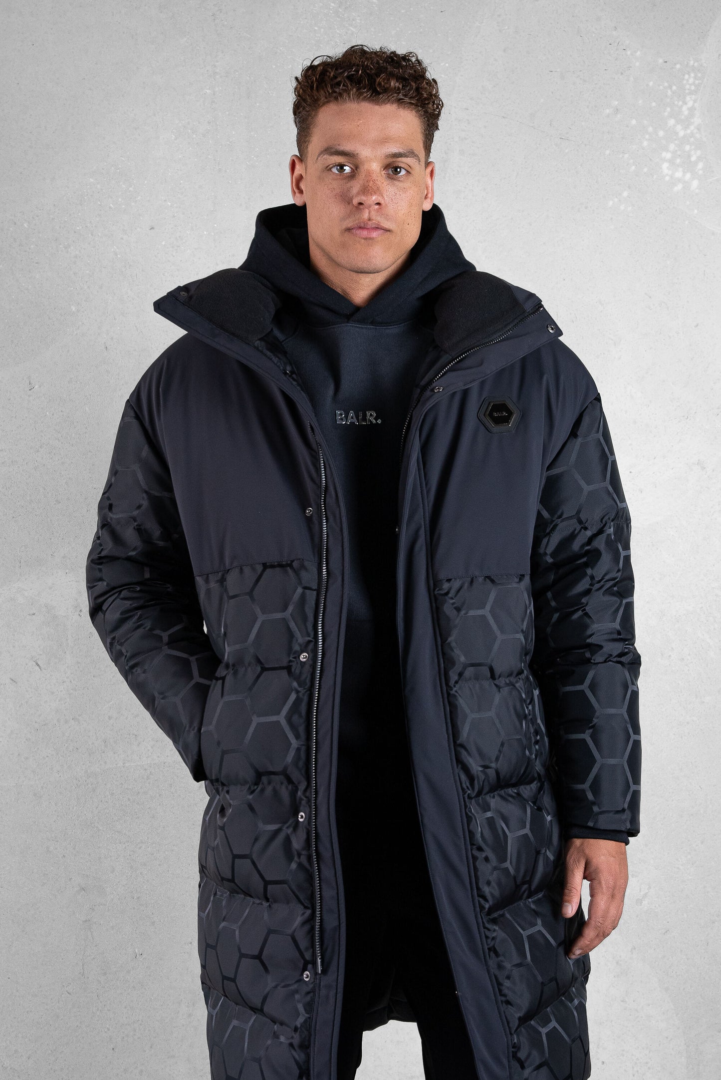 Dante Jacquard Long Puffer Jet Black