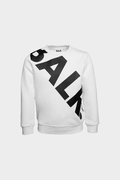 Tilted Logo Crew Neck Kids White