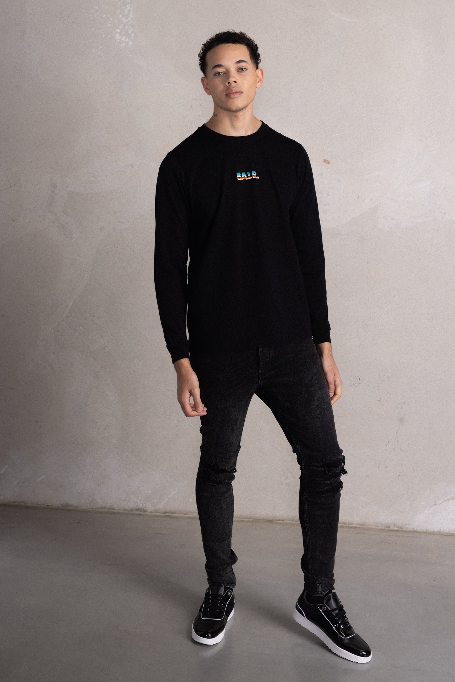 Olaf Straight BALR. LV Chrome Long Sleeve Jet Black