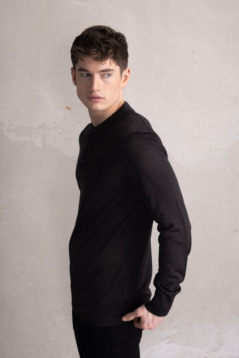 Porter Regular Knitted Polo Woodland Grey