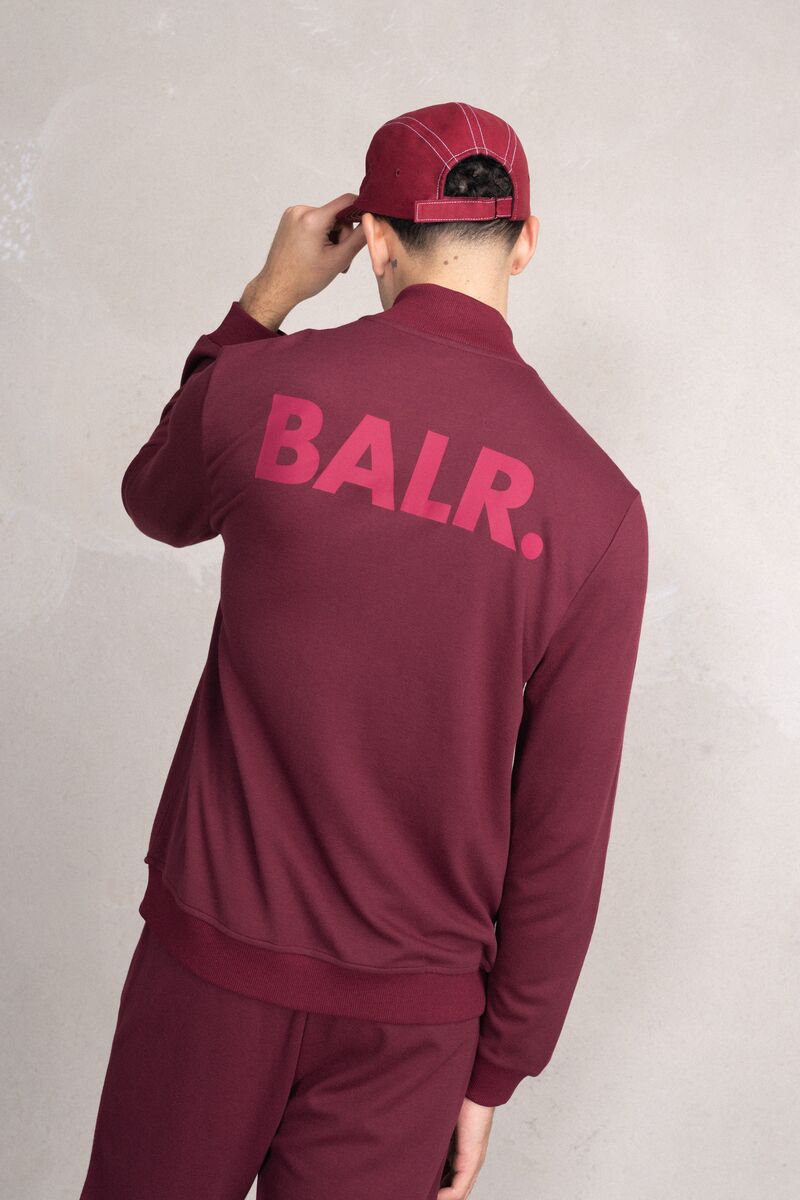 Brooklyn Regular Intarsia Hex. Track Jacket Red Dahlia