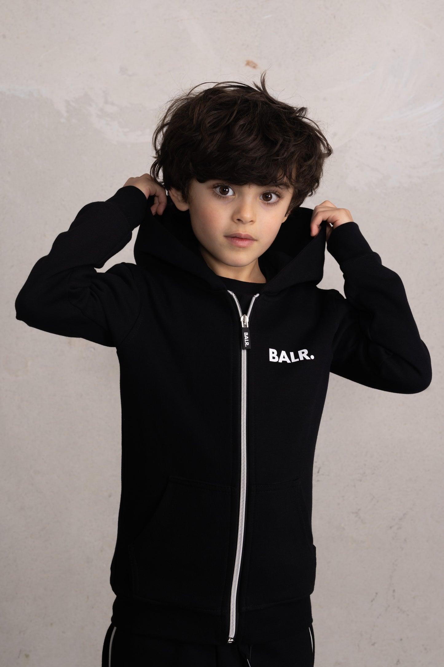Q-Series Straight Zip Thru Hoodie Kids Jet Black