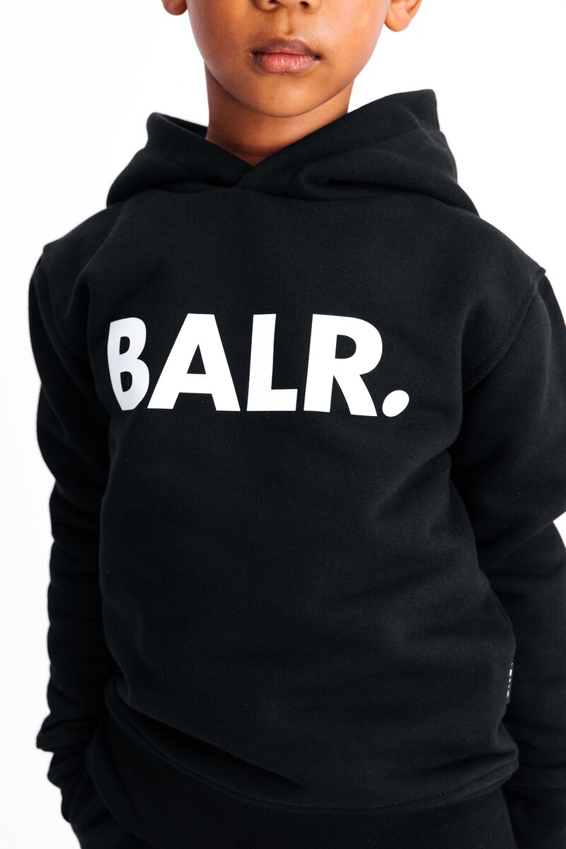 Brand Straight Hoodie Kids Jet Black