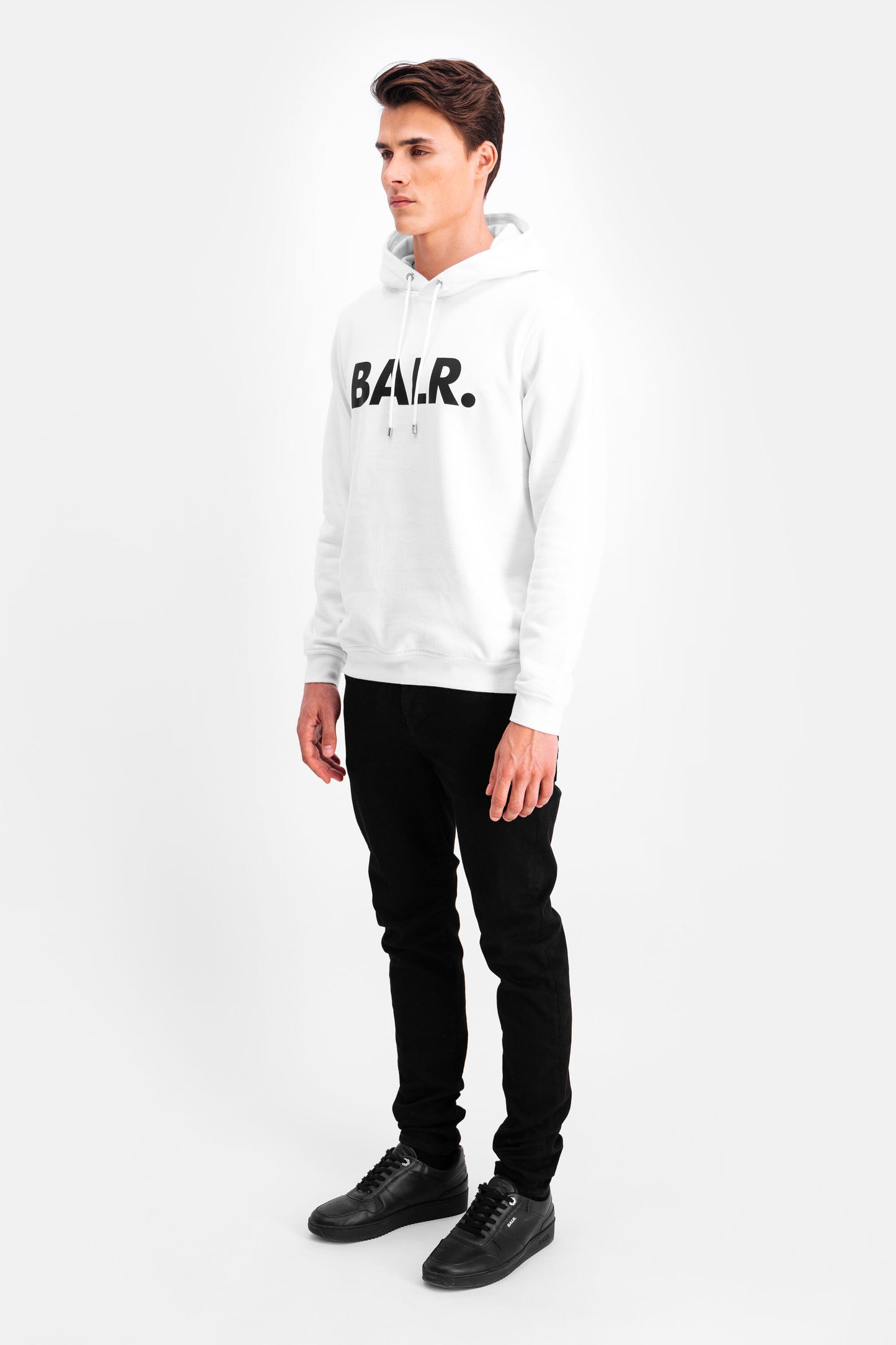 Brand Straight Hoodie Men White