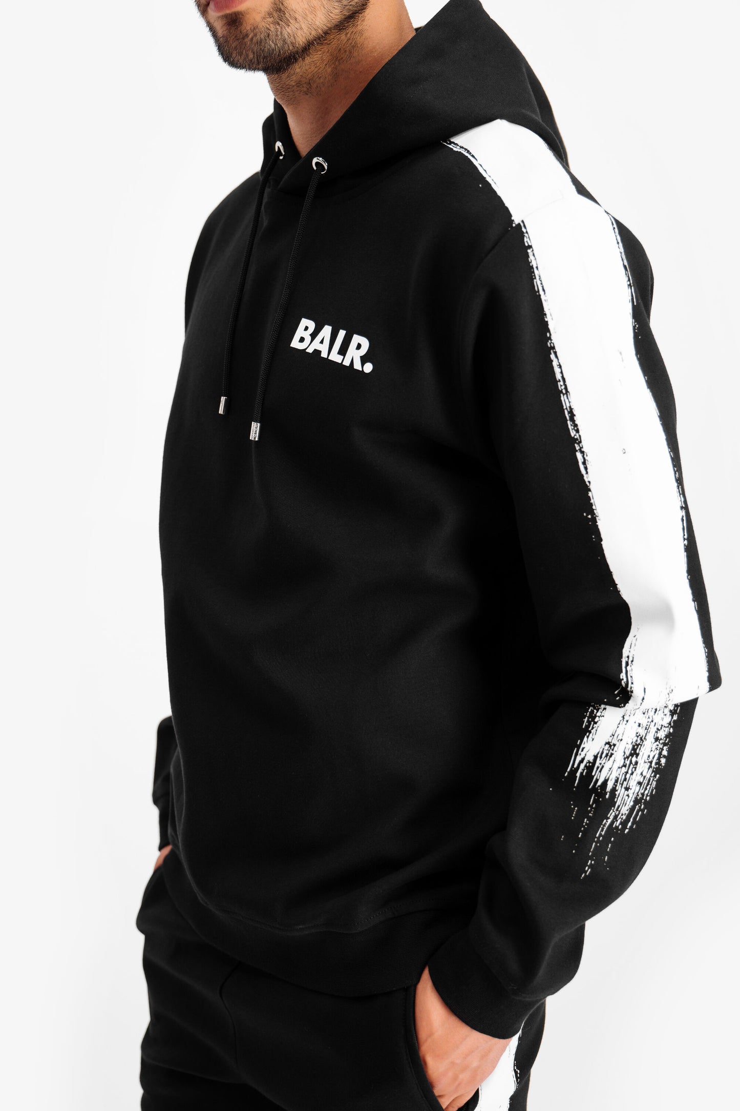 Chalk Striped Straight Hoodie Black