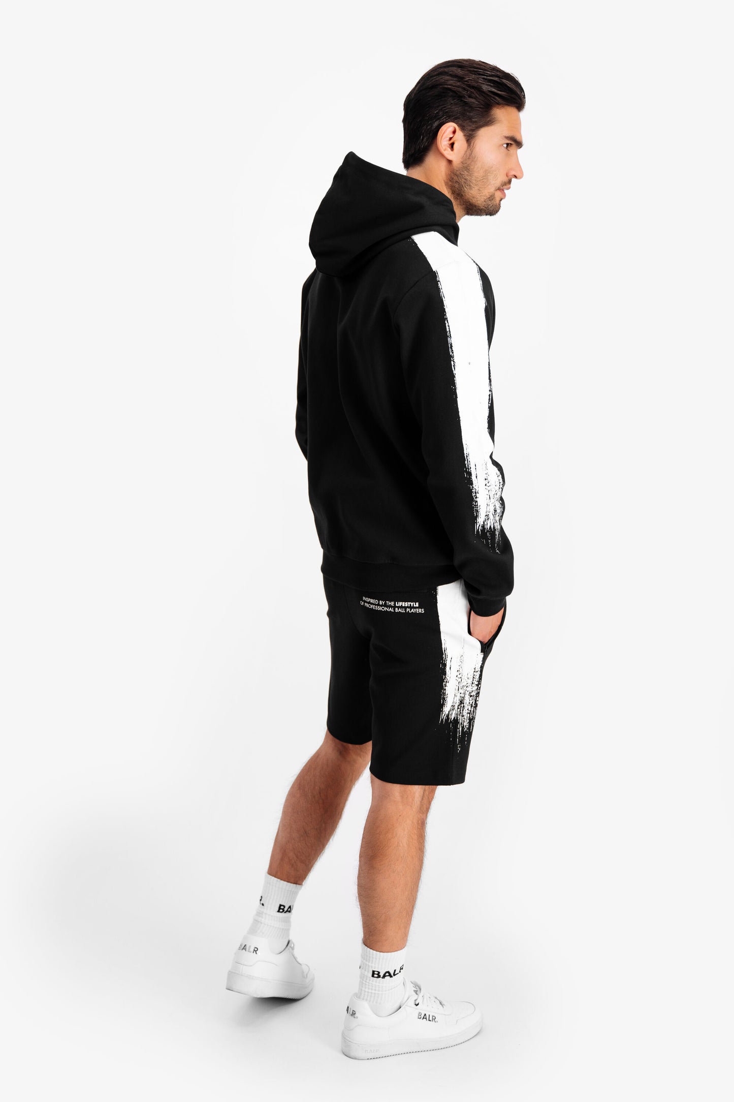 Chalk Striped Straight Hoodie Black