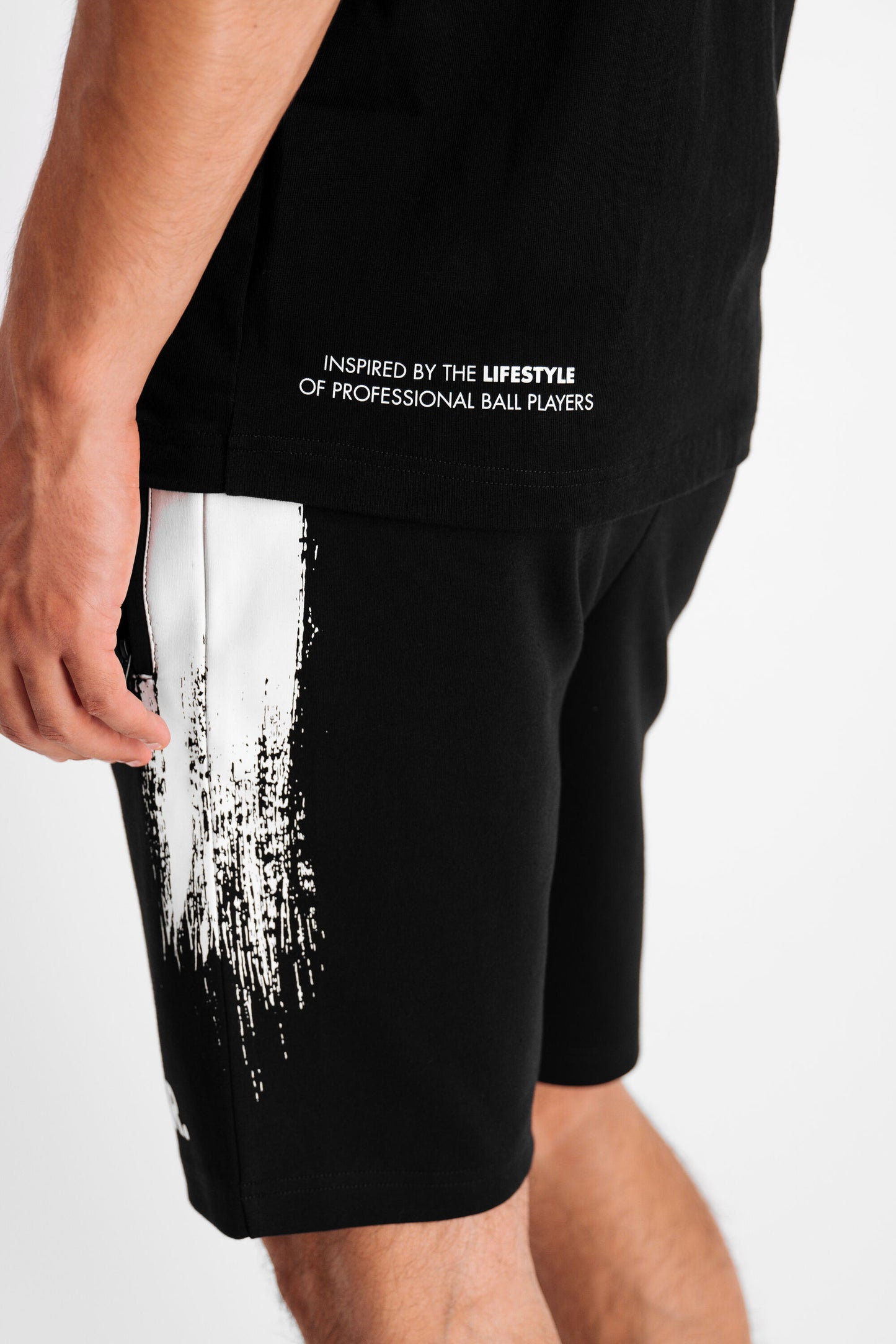 Chalk Striped Sweat Shorts Black