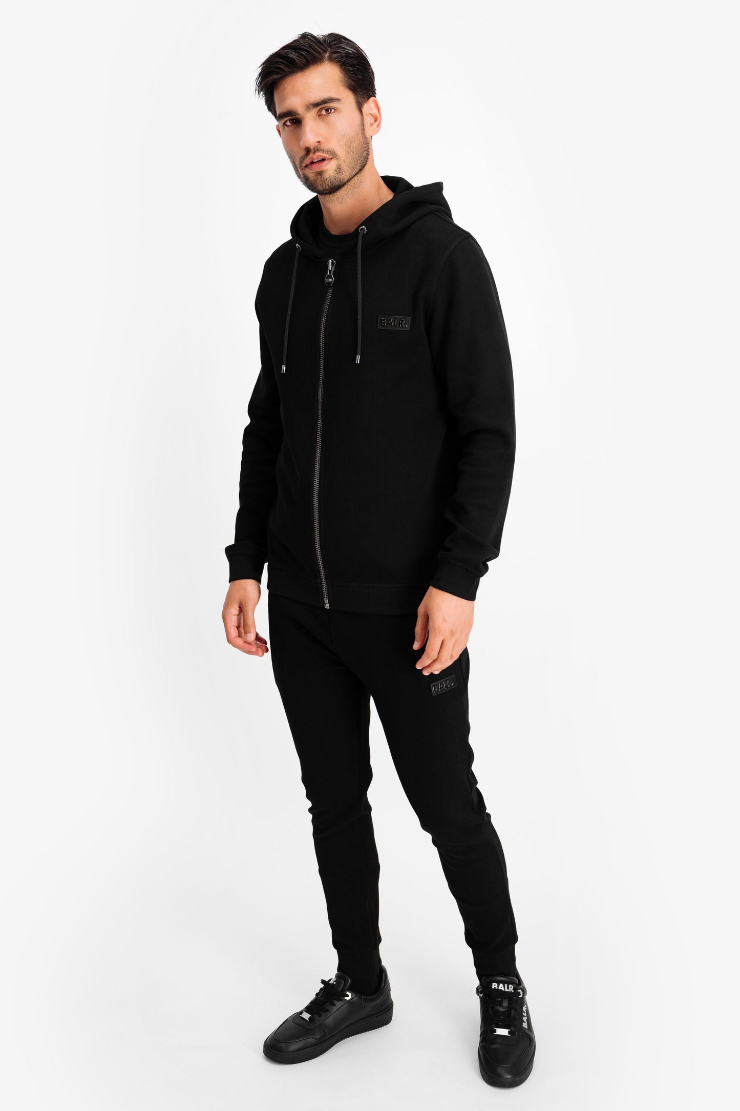 BALR. Straight Zip Thru Knitted Hoodie Black