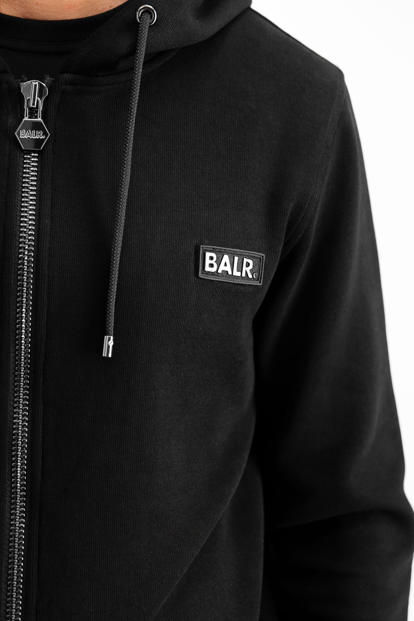 BALR. Straight Zip Thru Knitted Hoodie Black
