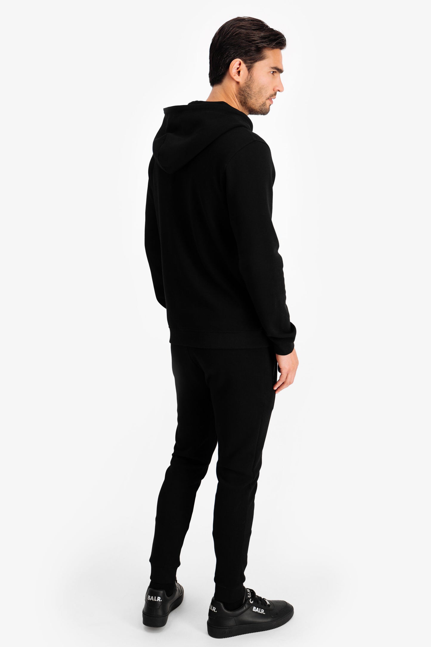 BALR. Straight Zip Thru Knitted Hoodie Black