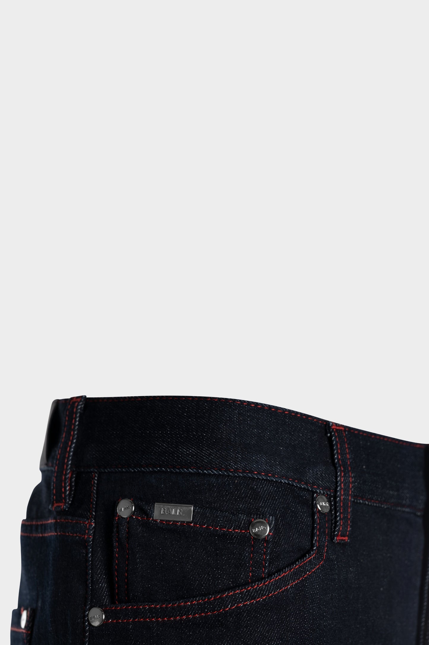BALR. Dark Aged Jeans With Red Contrast Stitching Slim Dark Aged