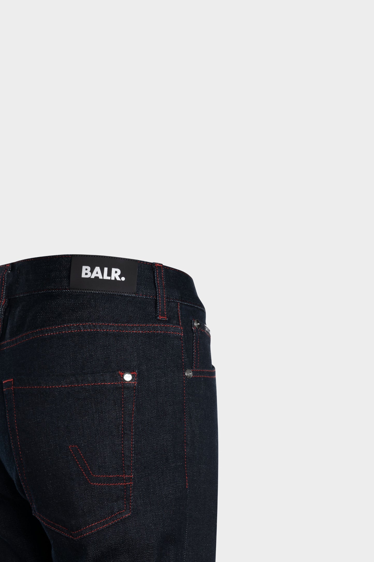 BALR. Dark Aged Jeans With Red Contrast Stitching Slim Dark Aged