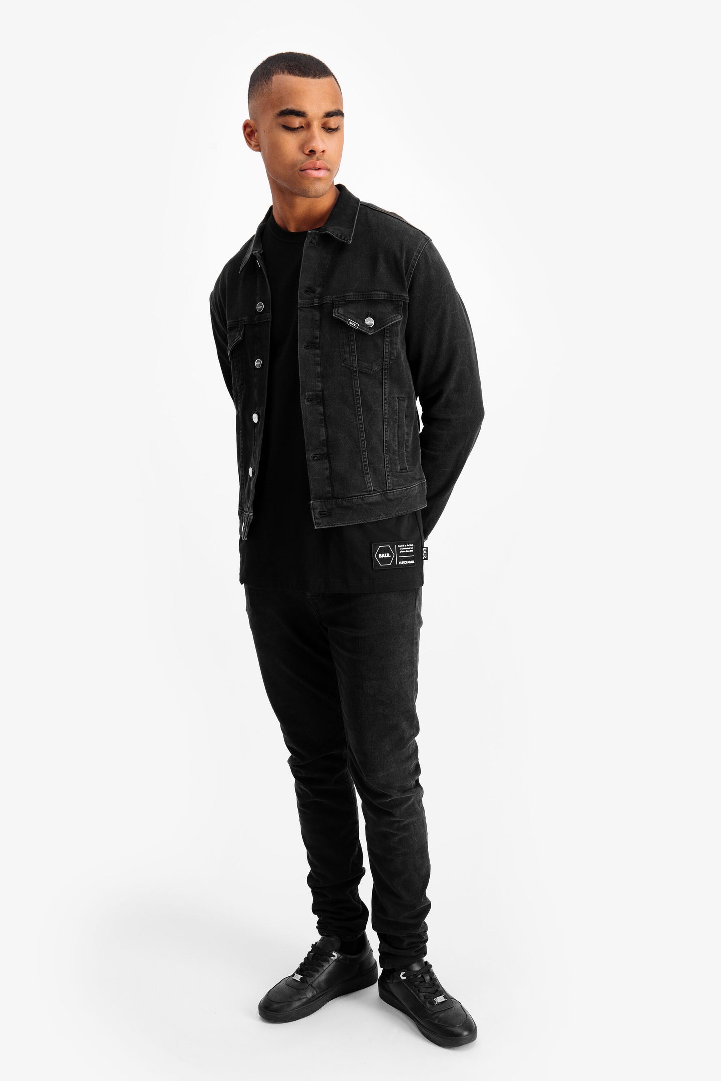 BALR. Allover Laser Hexagon Jacket Slim Dk Denim Grey