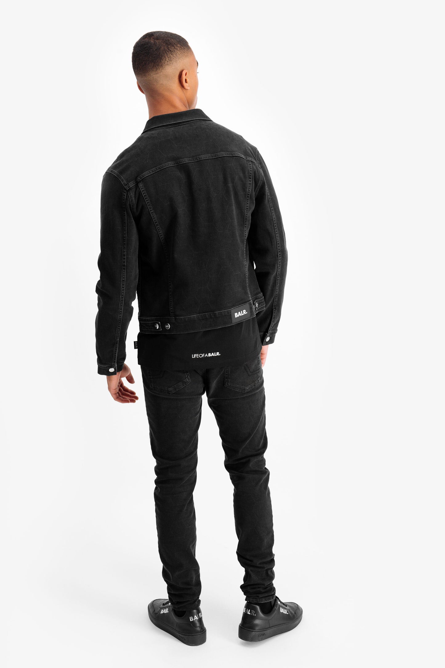 BALR. Allover Laser Hexagon Jacket Slim Dk Denim Grey