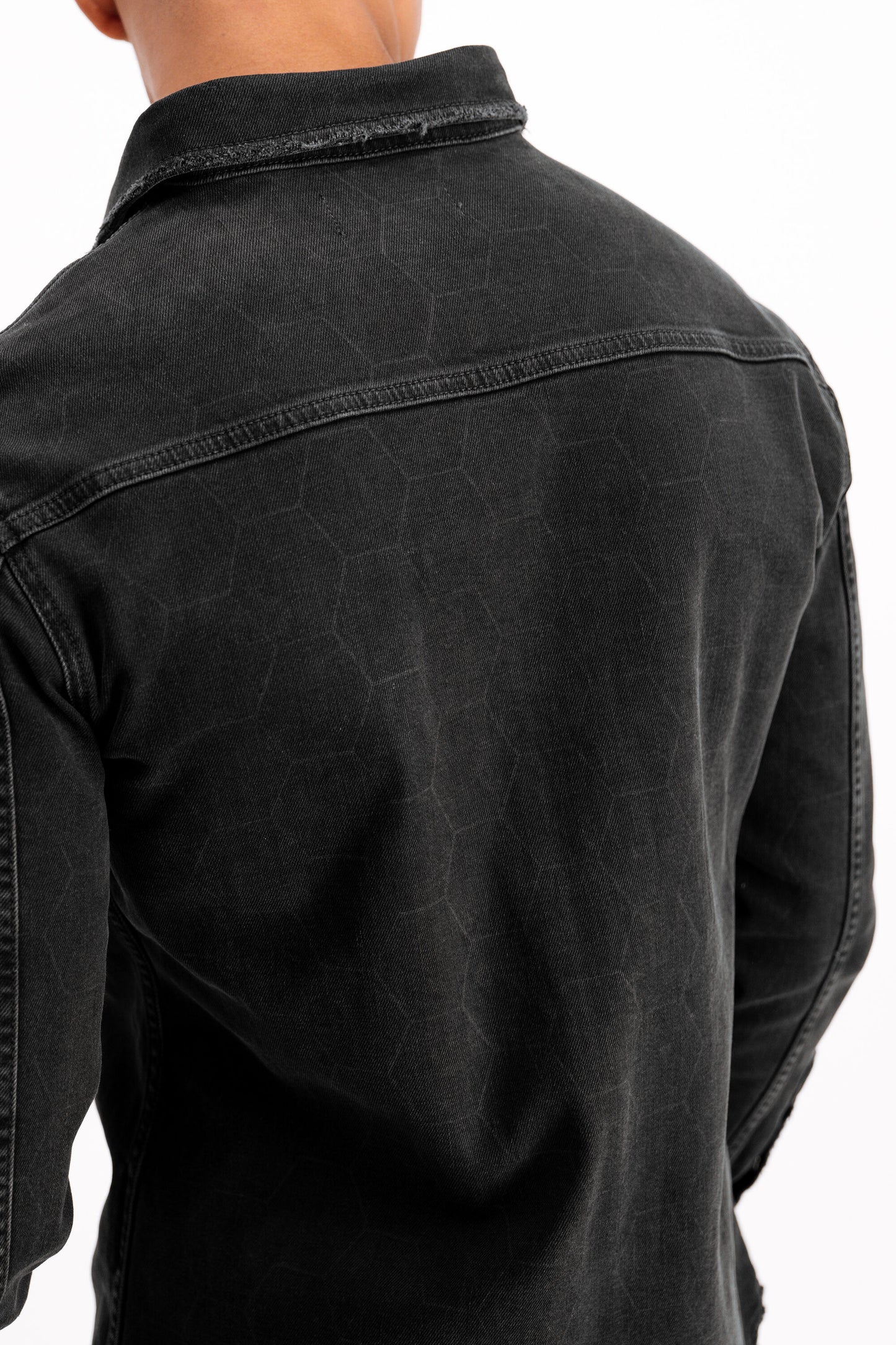 BALR. Allover Laser Hexagon Shirt Dk Denim Grey
