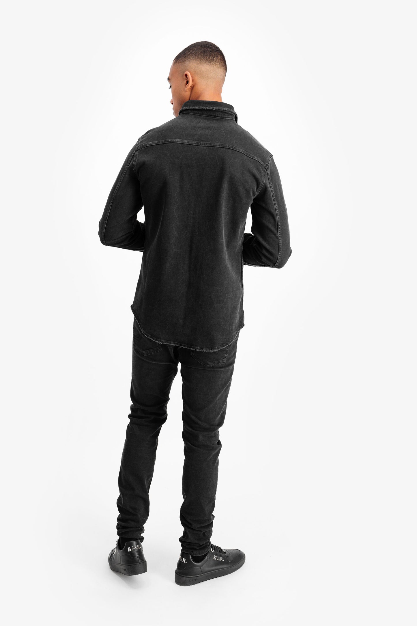 BALR. Allover Laser Hexagon Shirt Dk Denim Grey