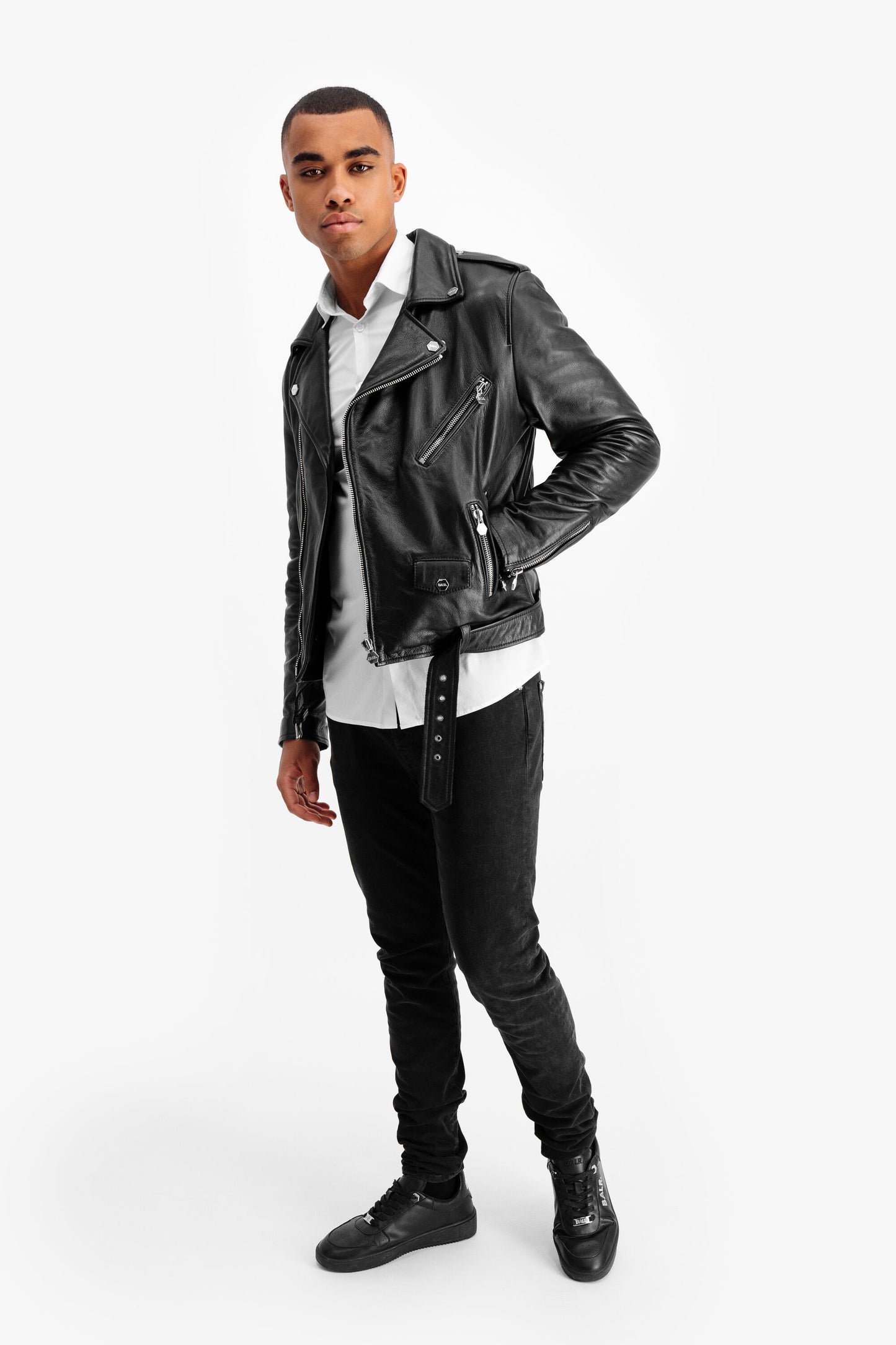 BALR. Leren Bikerjasje Zwart