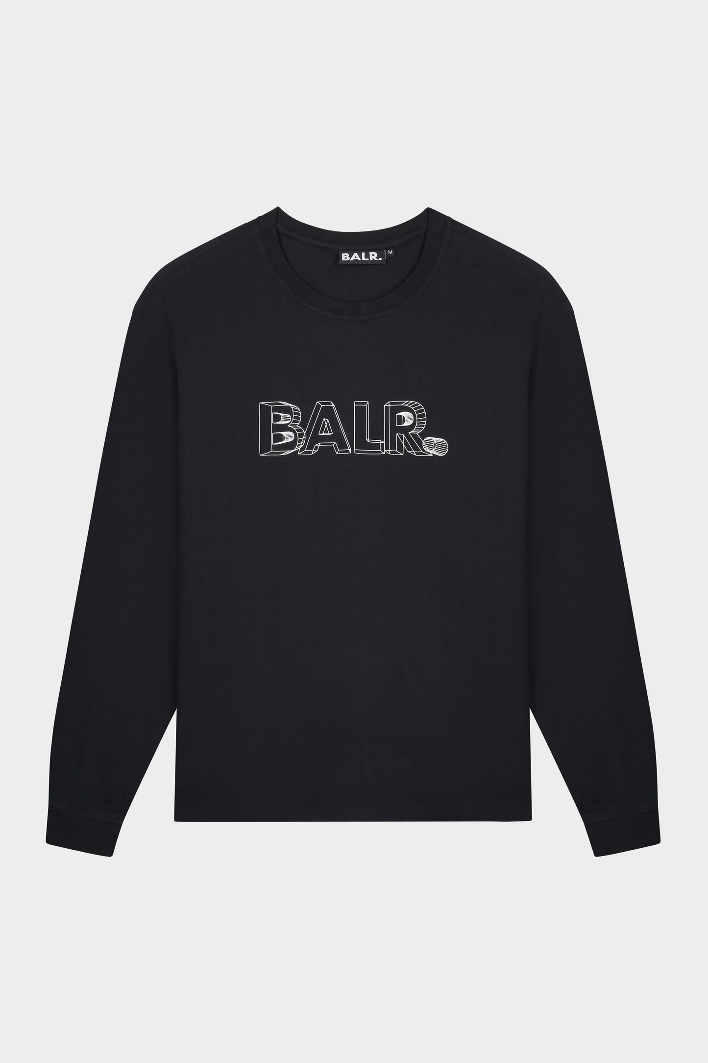 3D Brand Straight Fit L/S Tee Jet Zwart.
