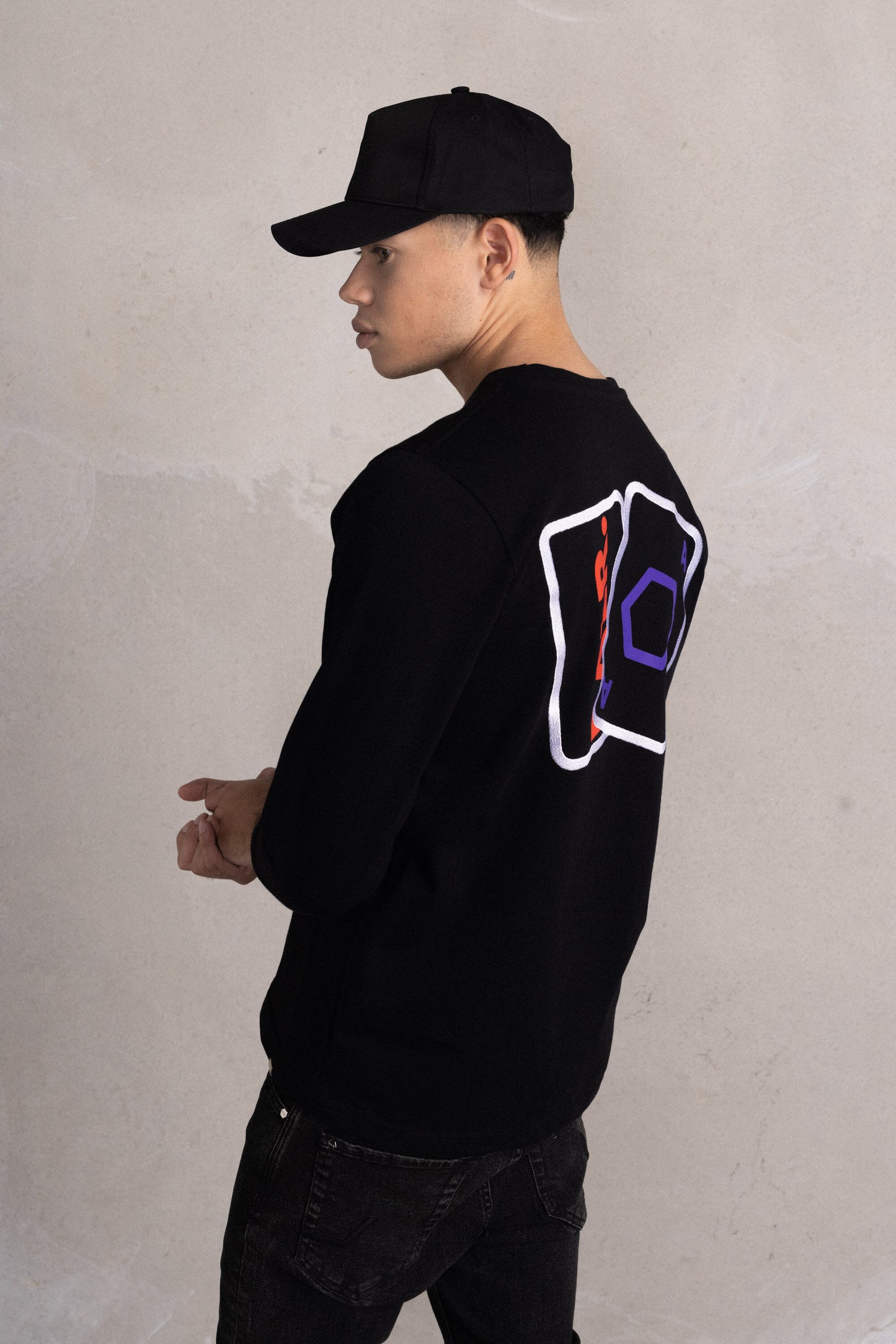 Olaf Straight Cards Embro Longsleeve Jet Black
