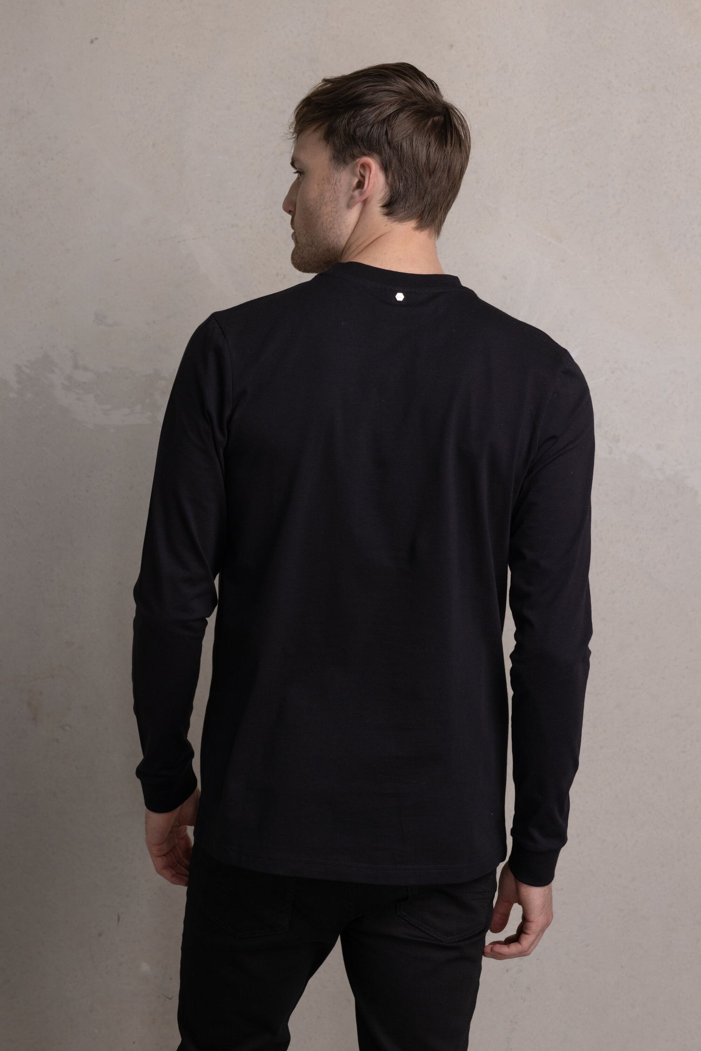 Olaf Straight Satin Football Longsleeve T-Shirt Jet Black