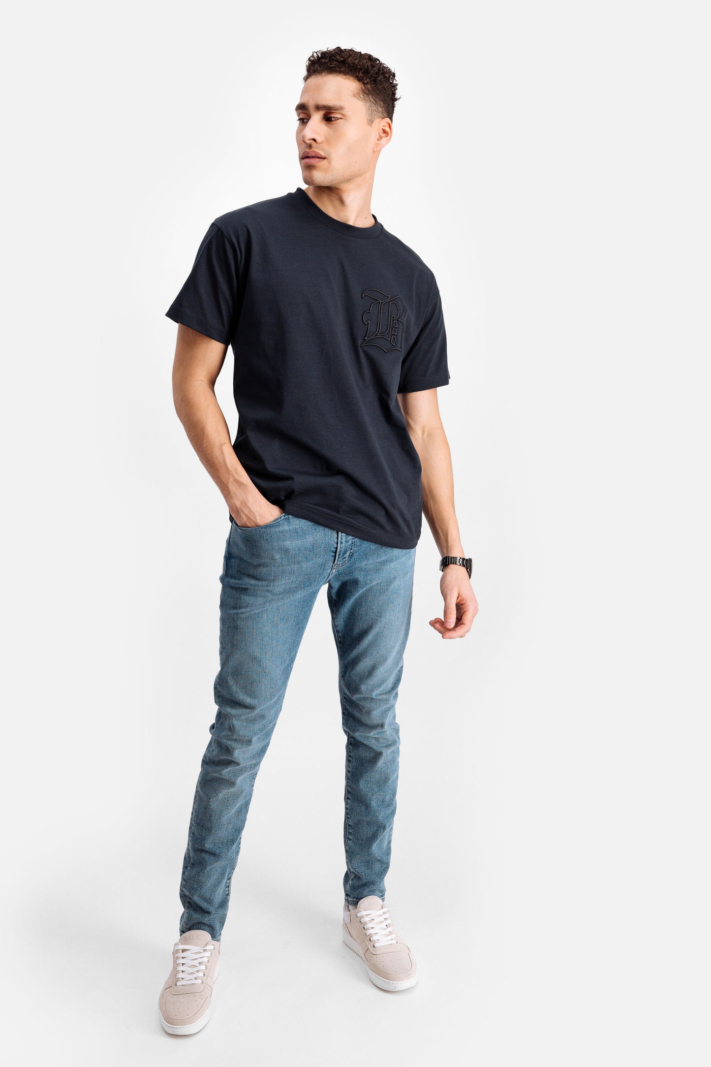 B Outlined Oversized Fit T-Shirt Navy Blazer