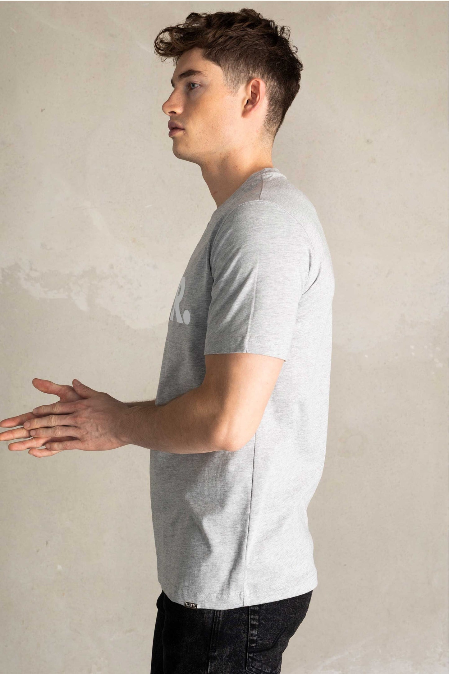 Brand Straight T-Shirt Grey Melange