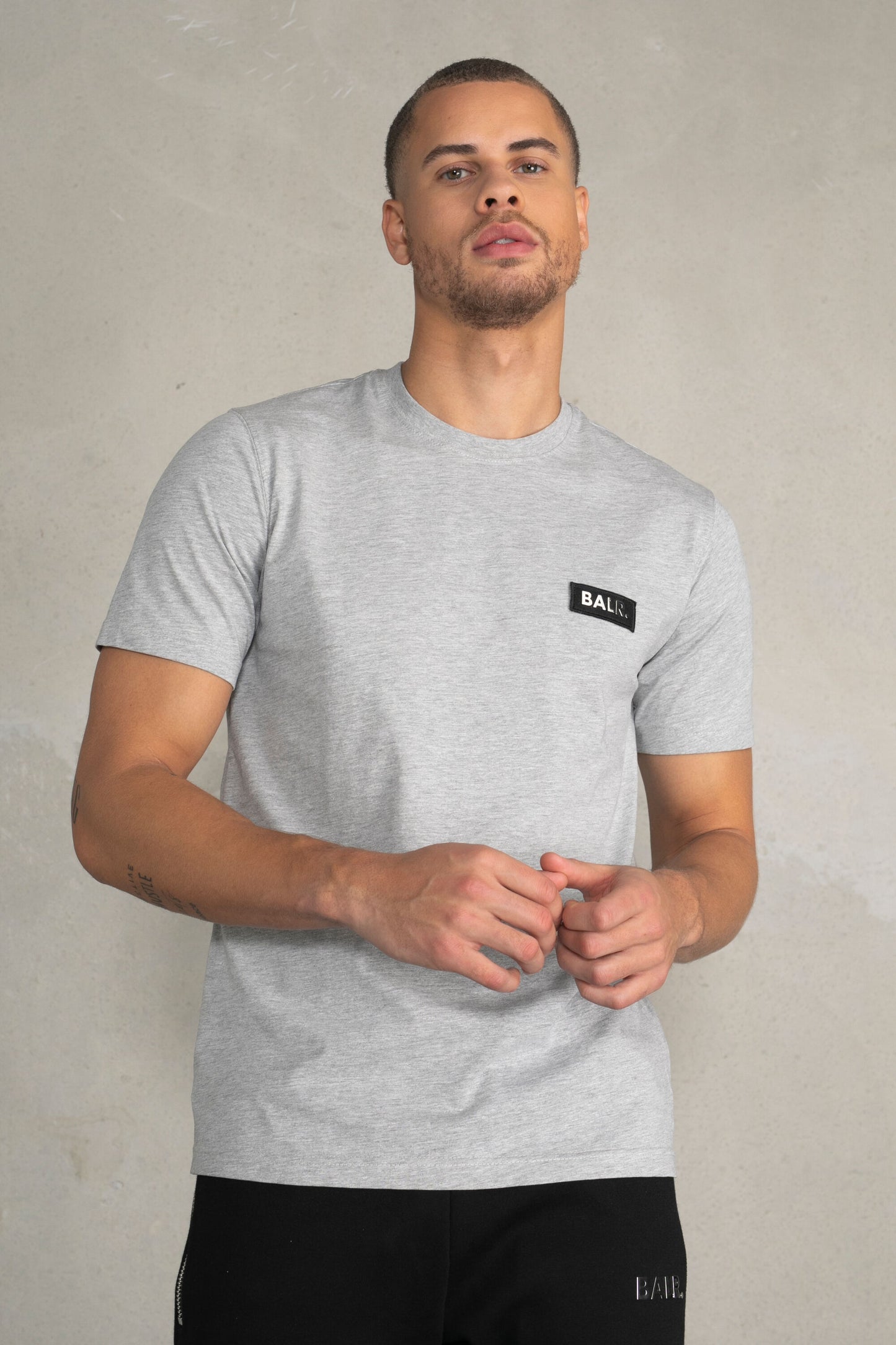 Olaf Straight Felt Badge Logo T-Shirt Grey Heather