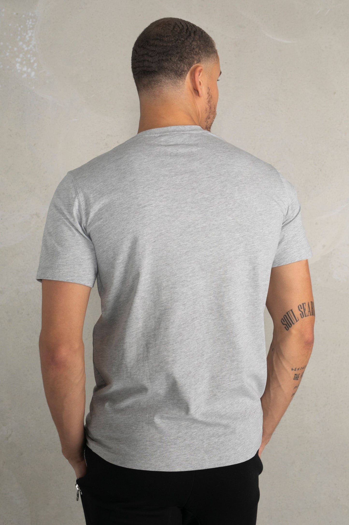 Olaf Straight Felt Badge Logo T-Shirt Grey Heather