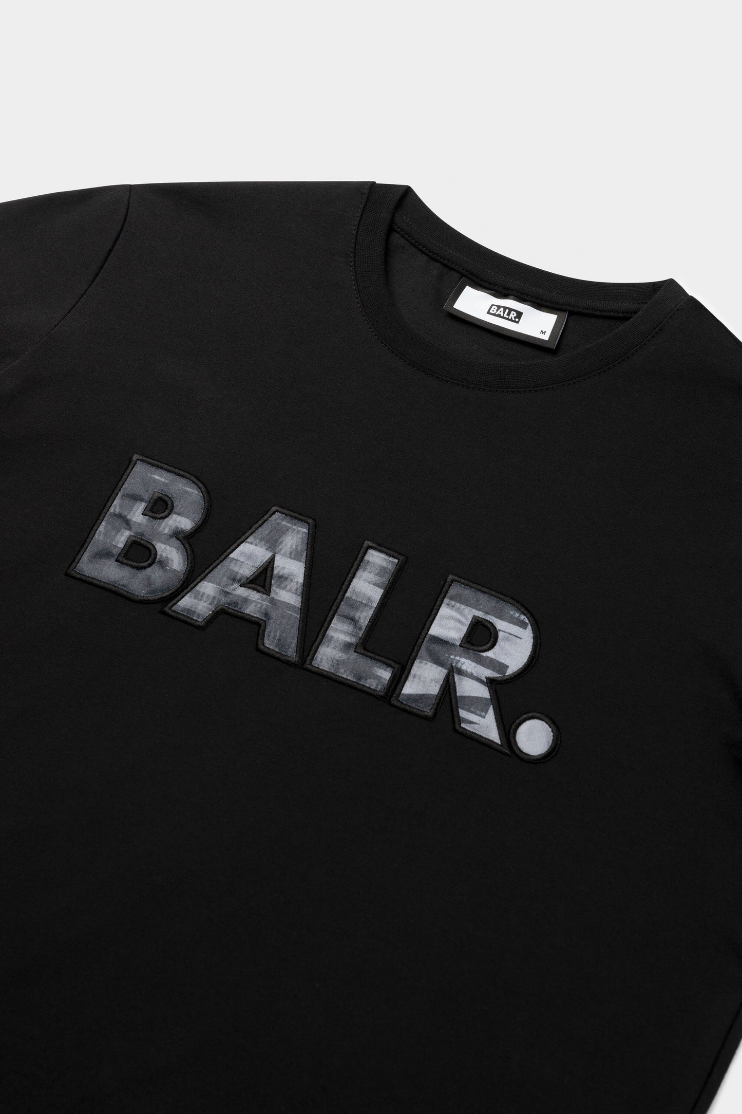 Olaf Straight BALR. Satin Printed Embro T-Shirt Jet Black