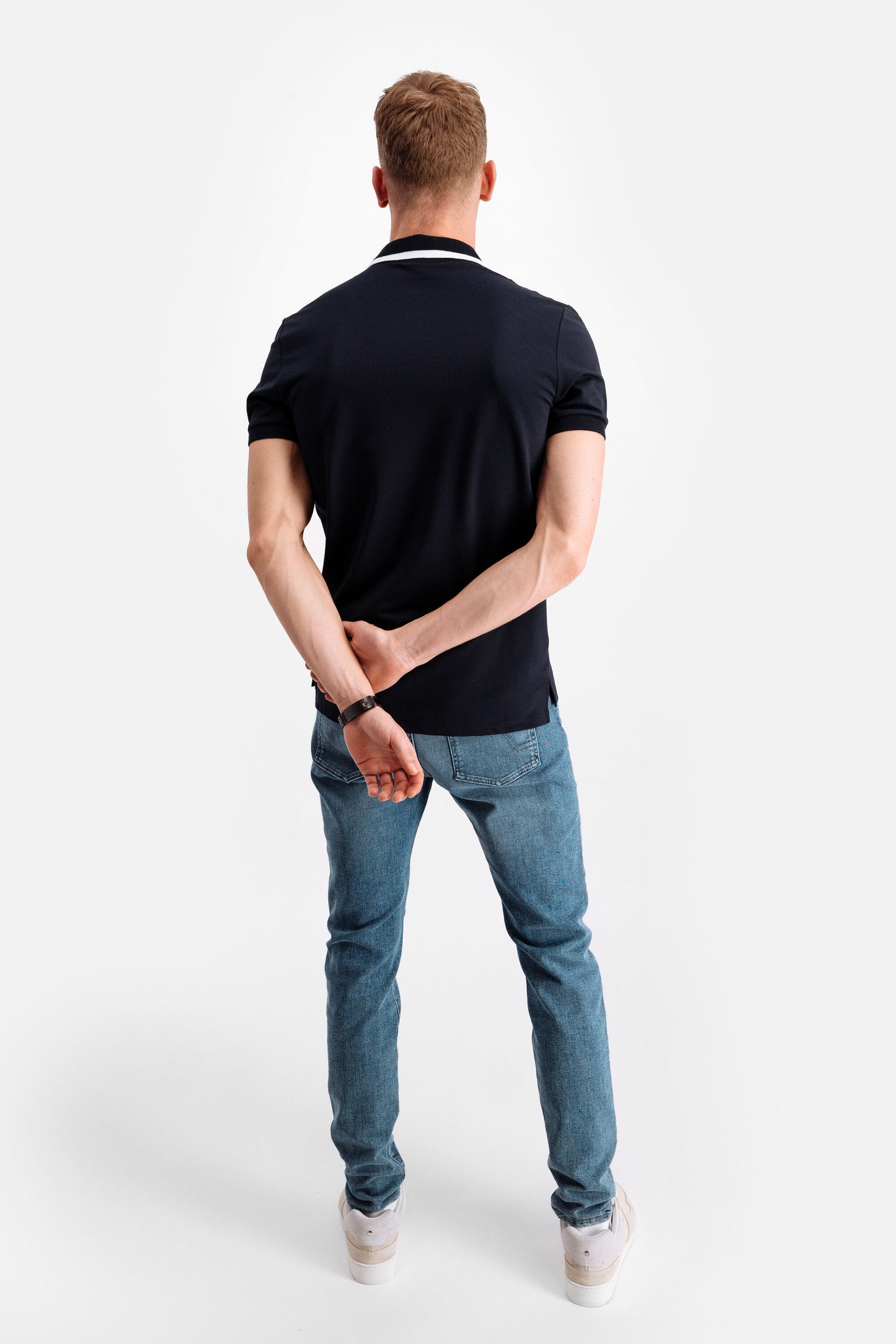 Webbing Tape Straight Polo Navy Blue