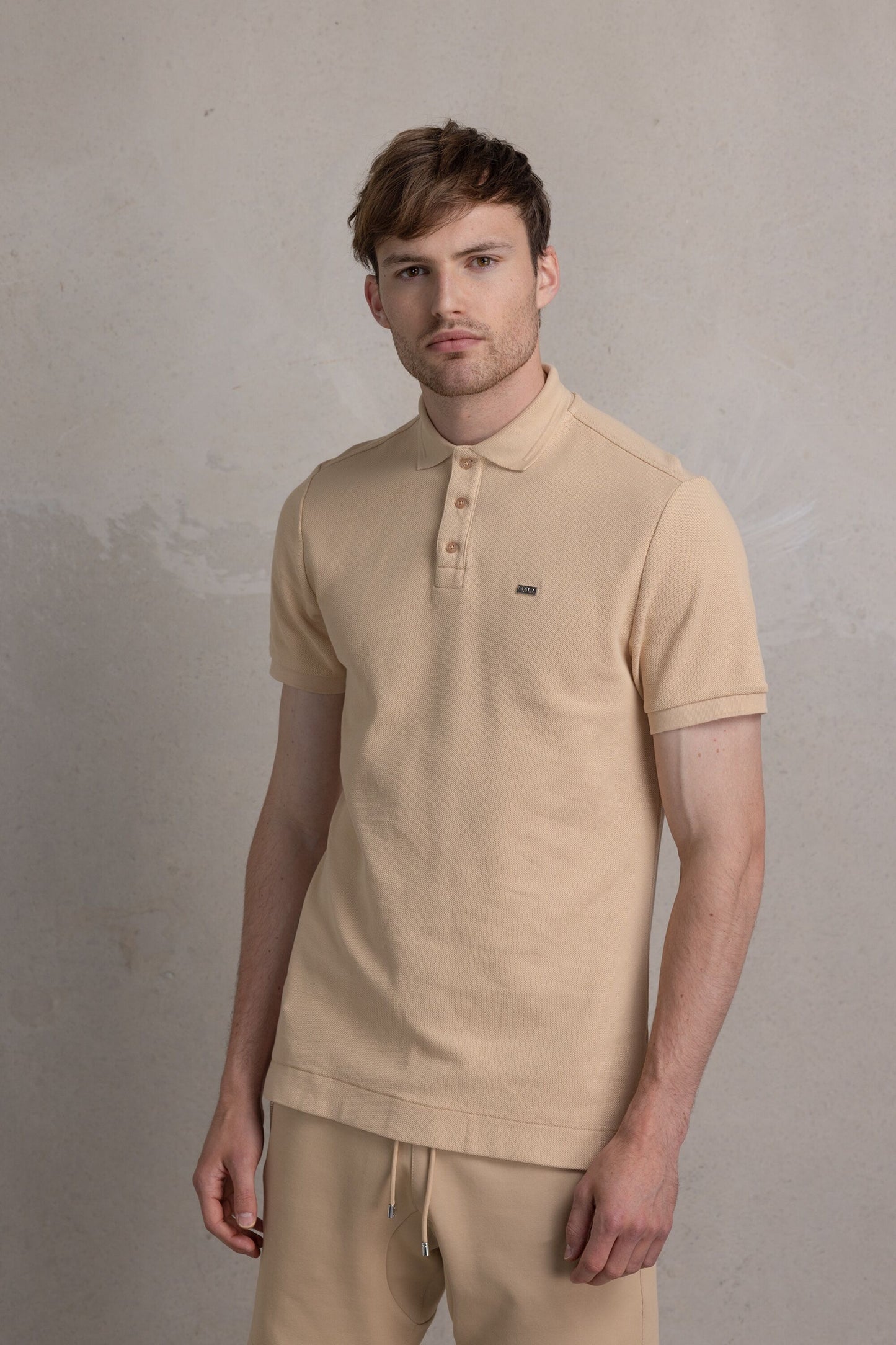 Sebastian Metal Brand Slim Polo Irish Cream