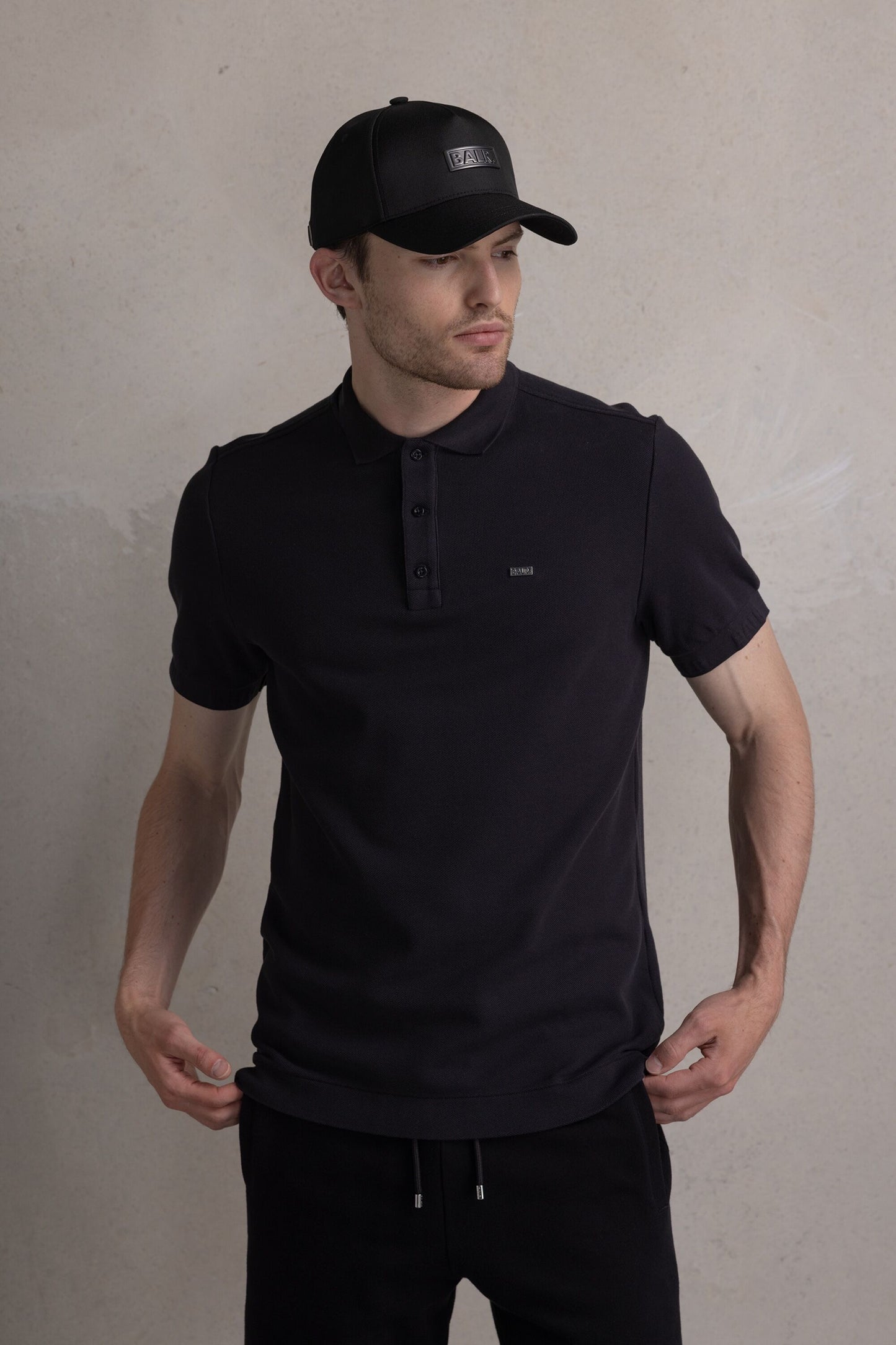 Olaf Straight Metal Brand Polo Jet Black