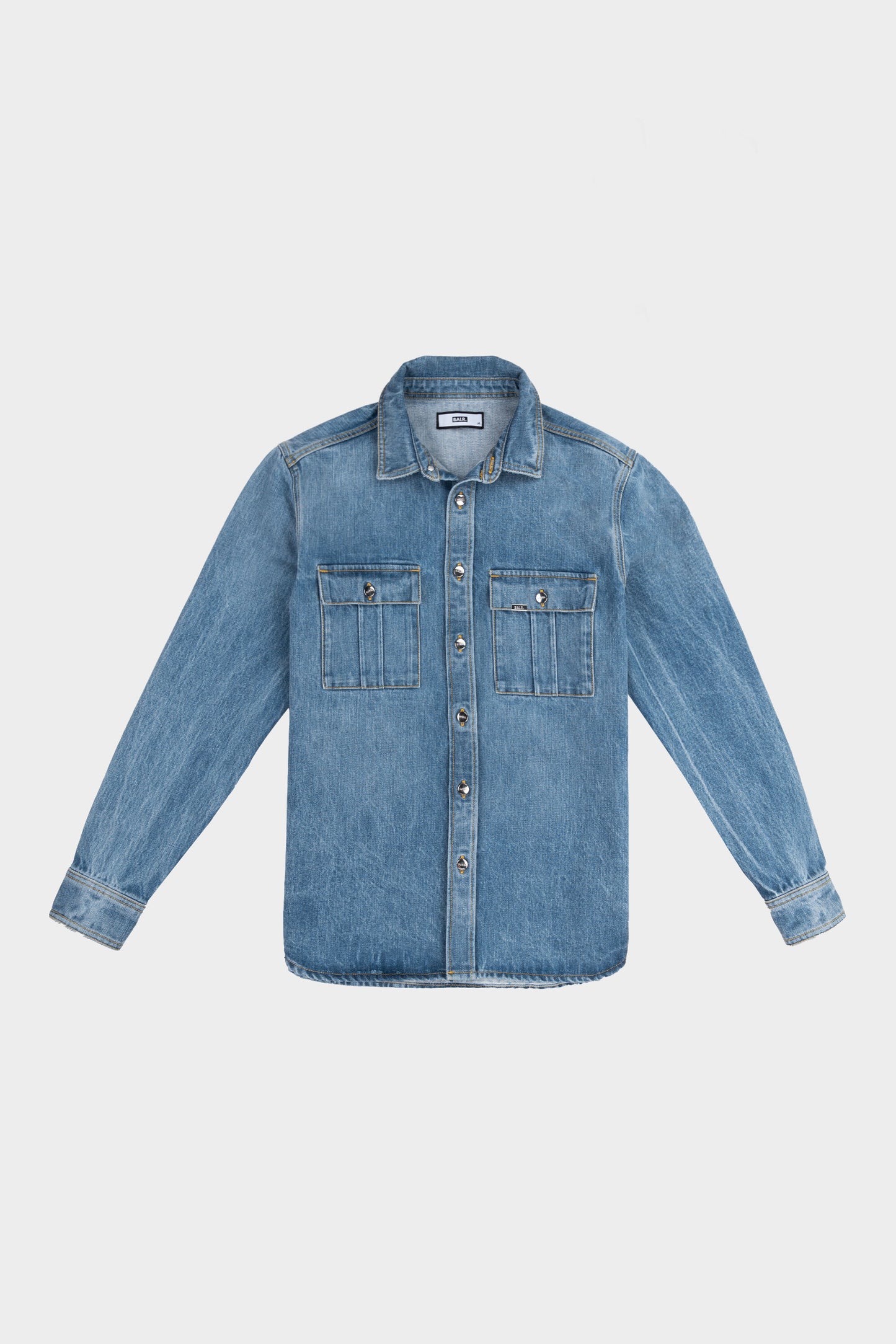 Embossed Straight Denim Shirt Mid Aged