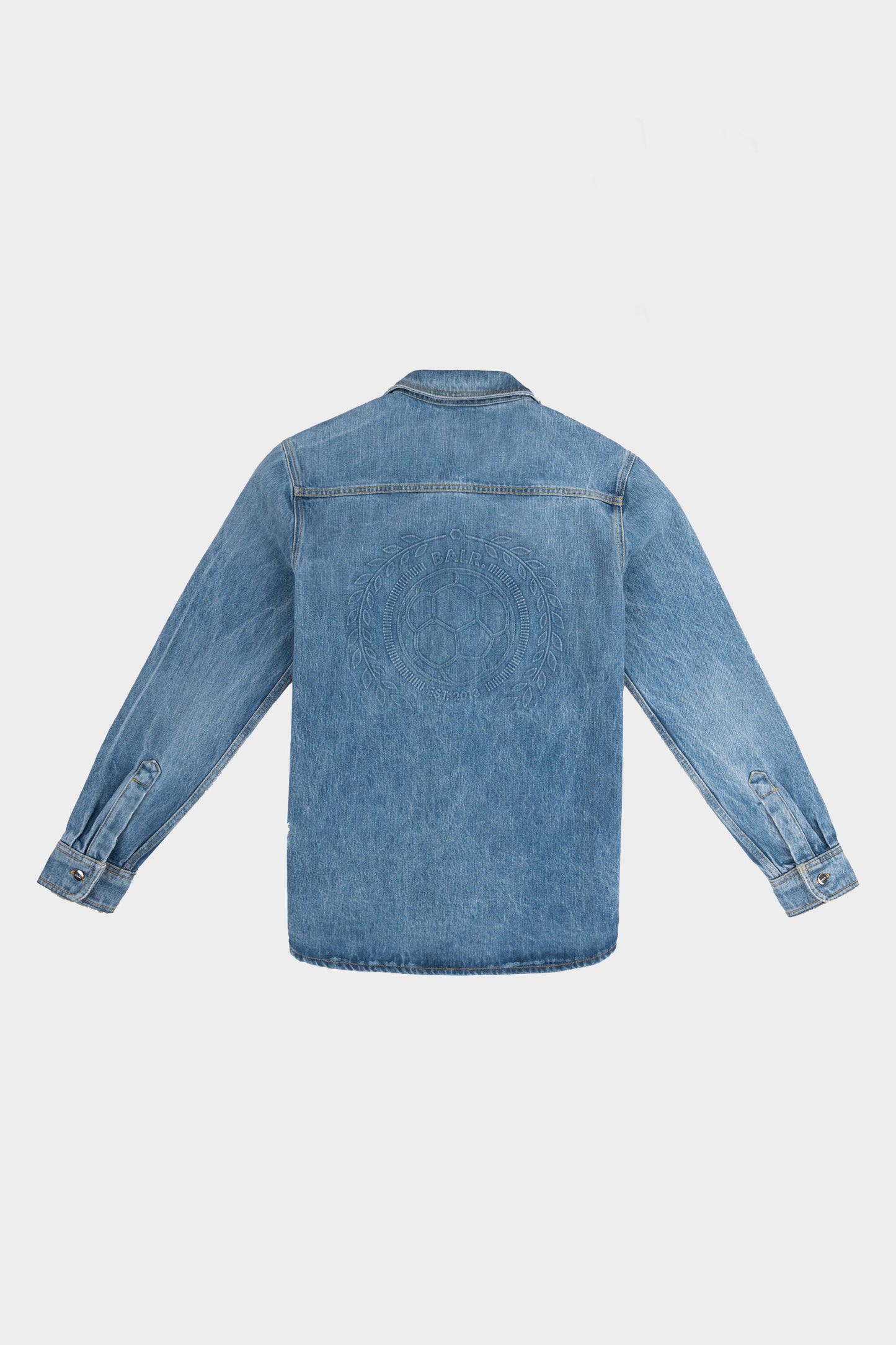 Embossed Straight Denim Shirt Mid Aged
