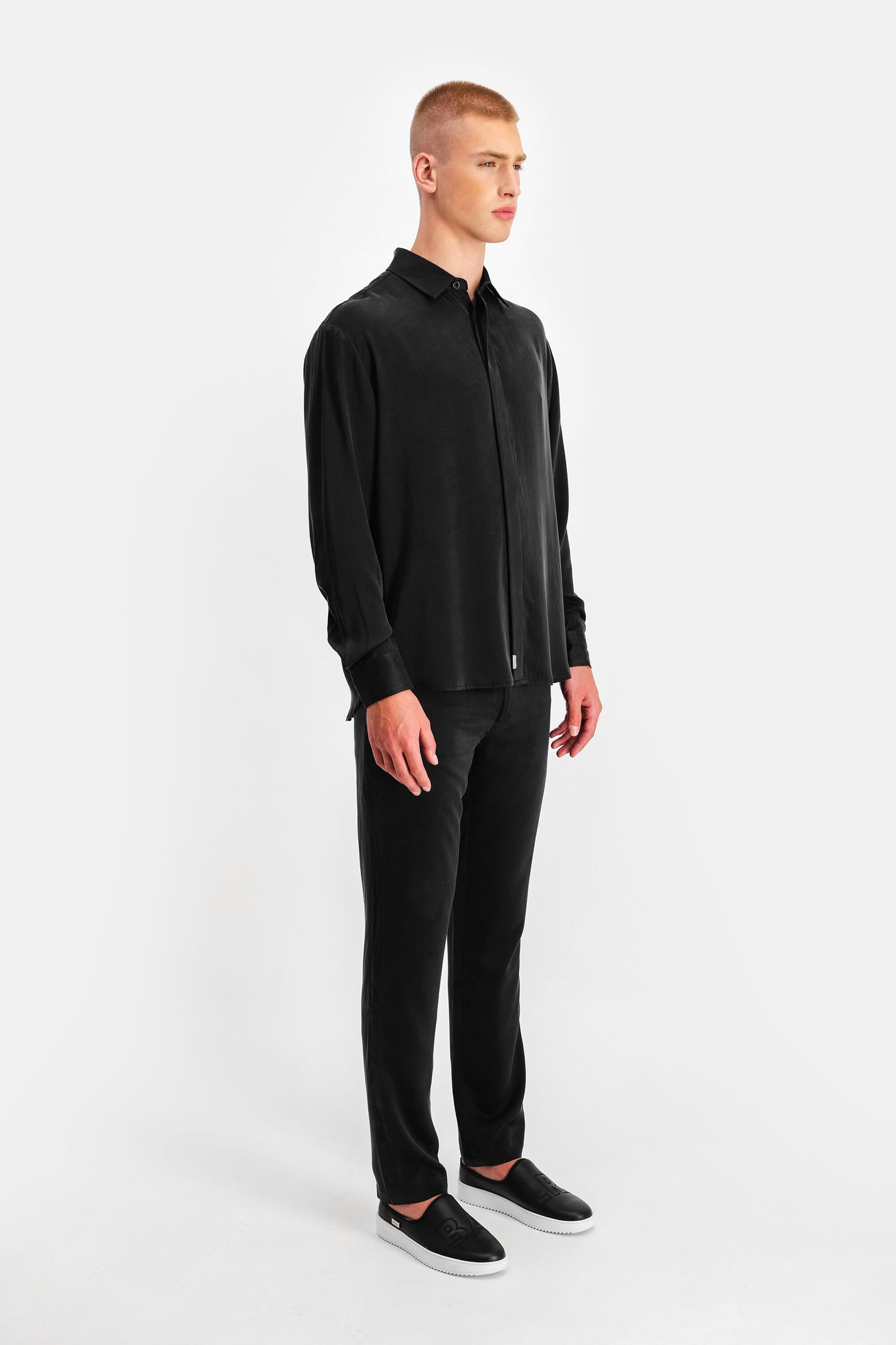 Demy Box Unisex Silk Shirt Jet Black