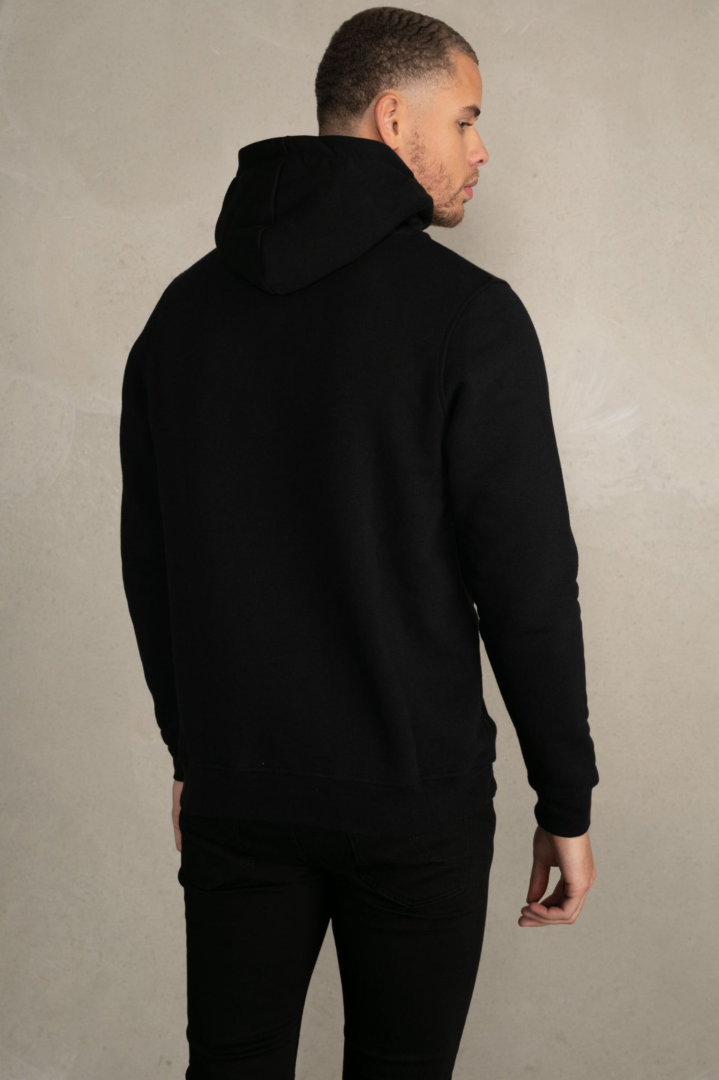 Brand Straight Hoodie Men Black